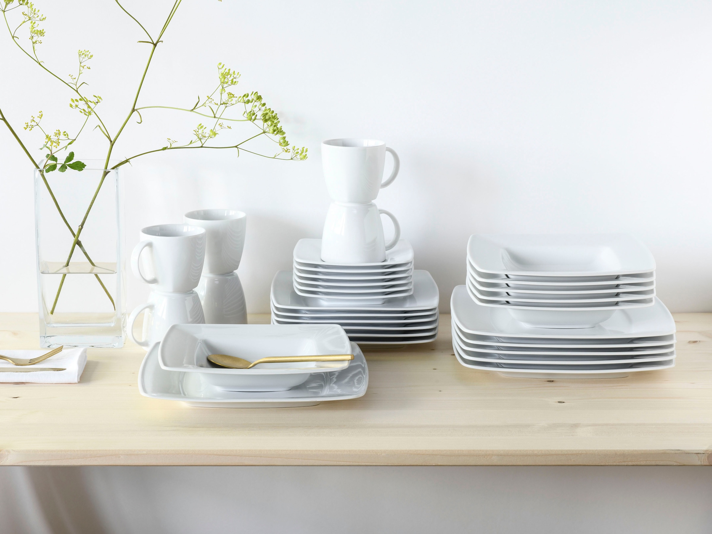 CreaTable Kombiservice »Victoria Weiss«, (Set, 30 tlg.), klassisch weiß für den täglichen Gebrauch