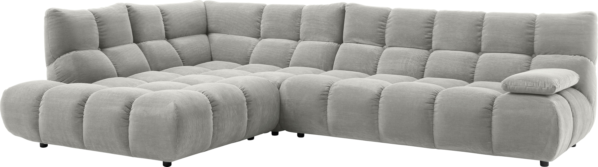 Home affaire Ecksofa »Cozy Bubble, mit klappbarer Armlehne, Breite 324 cm« mit eleganter Steppung, Rundumbezug & weicher Polsterung