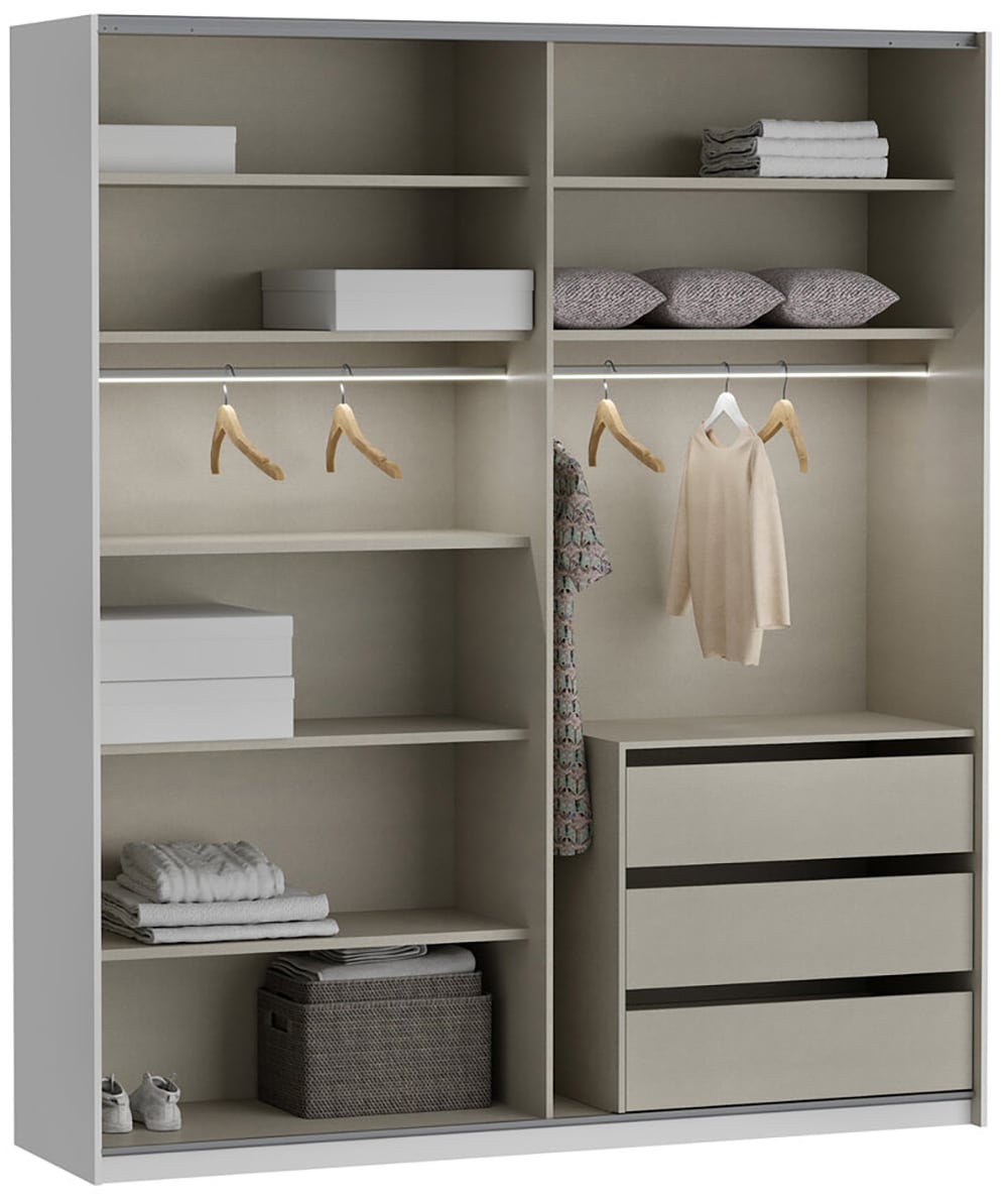 FORTE Schwebetürenschrank »Fittio. Made in Europe, 2 Schiebetüren, modernes Design«, Höhe 2,35 mtr, stehende Montage, Spiegel