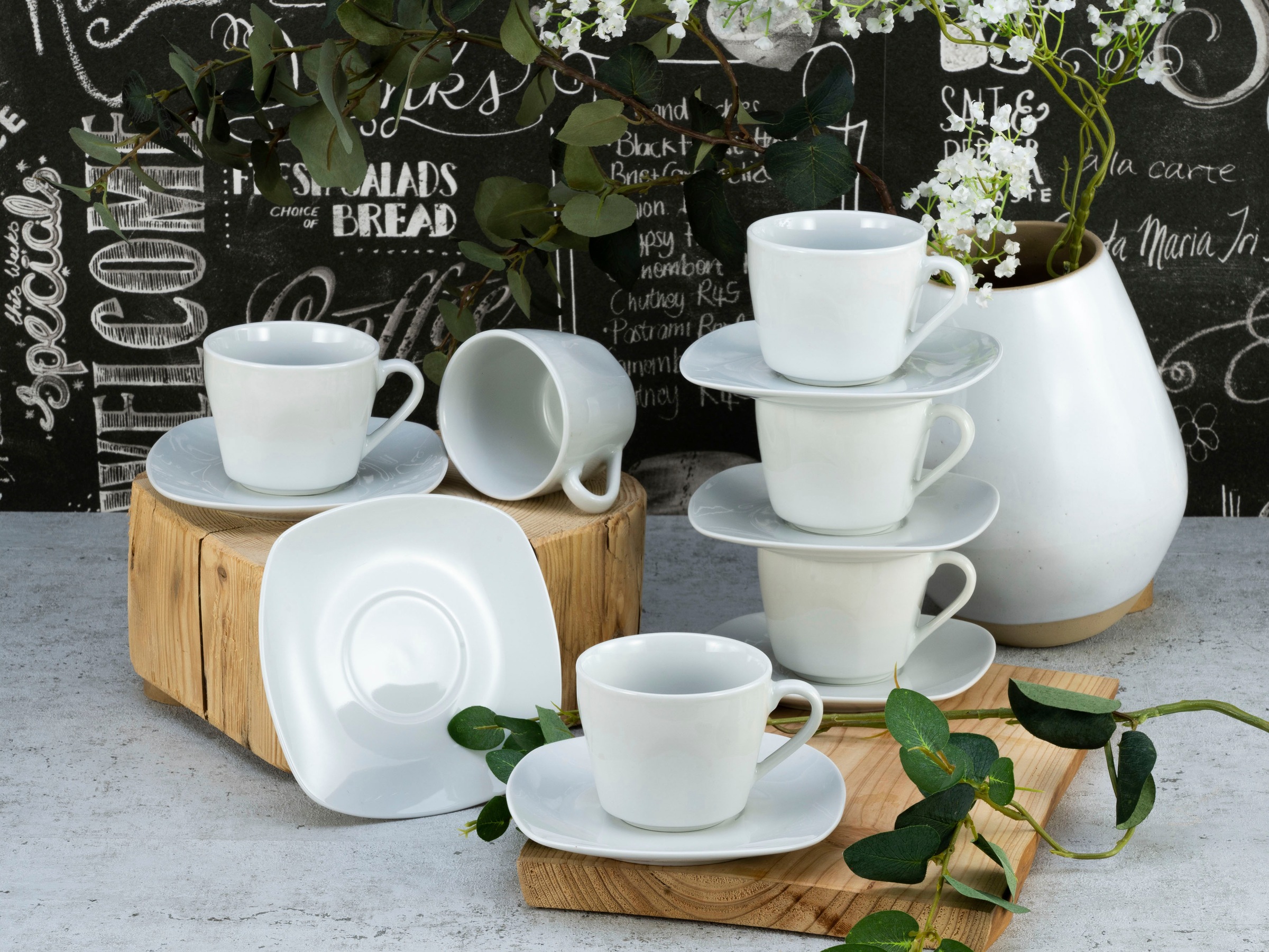 CreaTable Tasse »Square Weiss«, (Set, 12 tlg.), 200 ml, 12-teilig