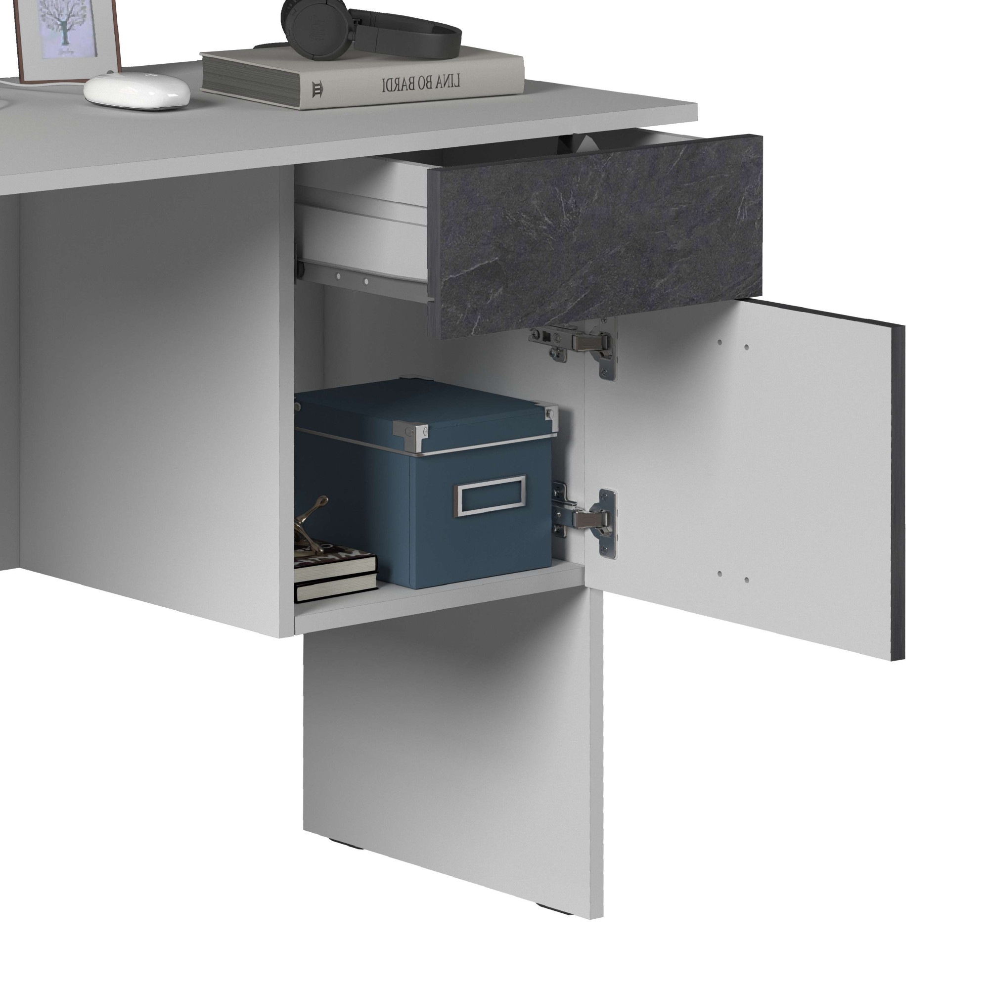 INOSIGN Schreibtisch »Coro, kleiner Computertisch, Bürotisch«, mit 1 Tür & 1 Schublade, Breite 110 cm, Made in Italy