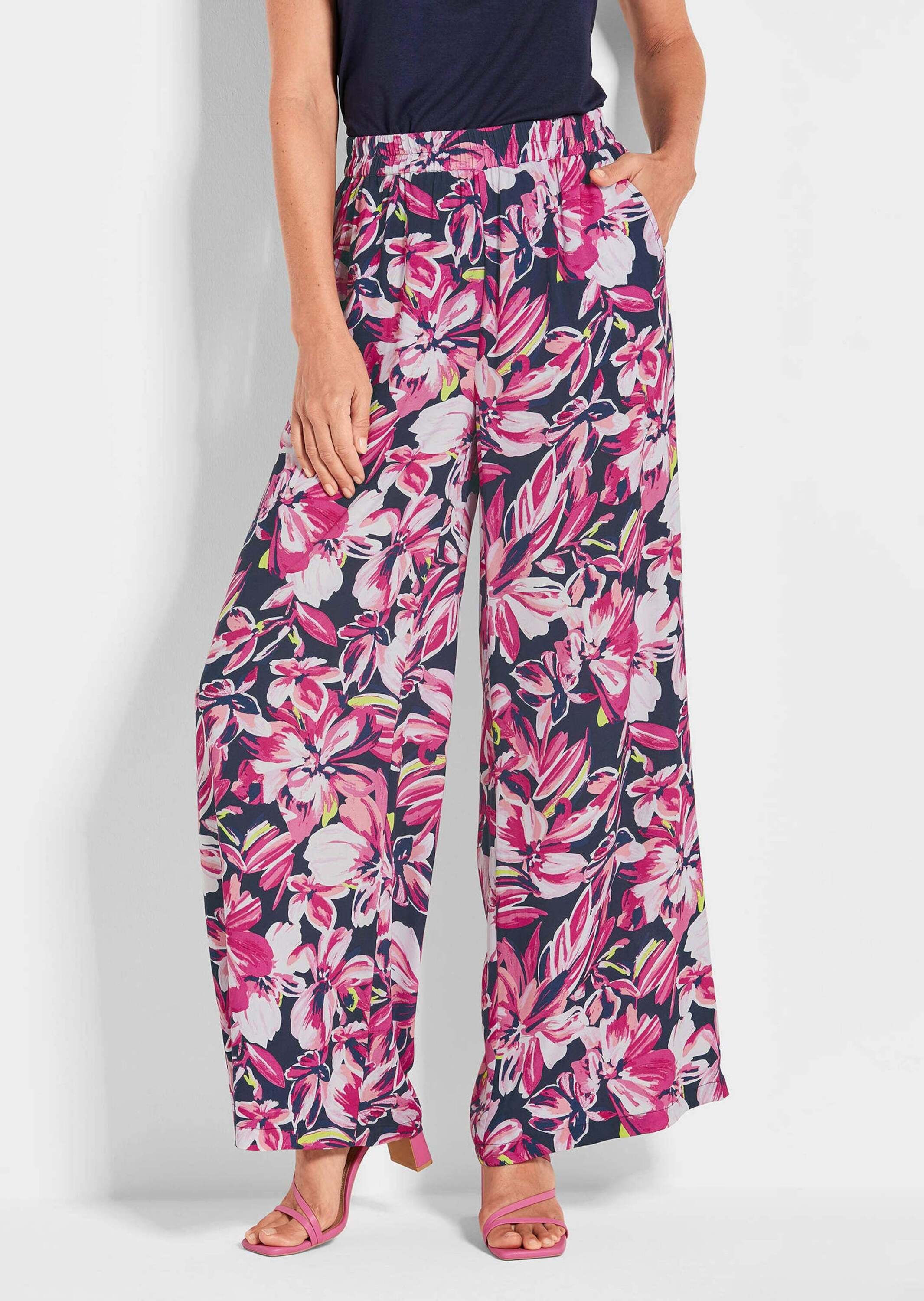 GOLDNER Schlupfhose »Kurzgröße Elegante Hose VERA mit Blütendruck«