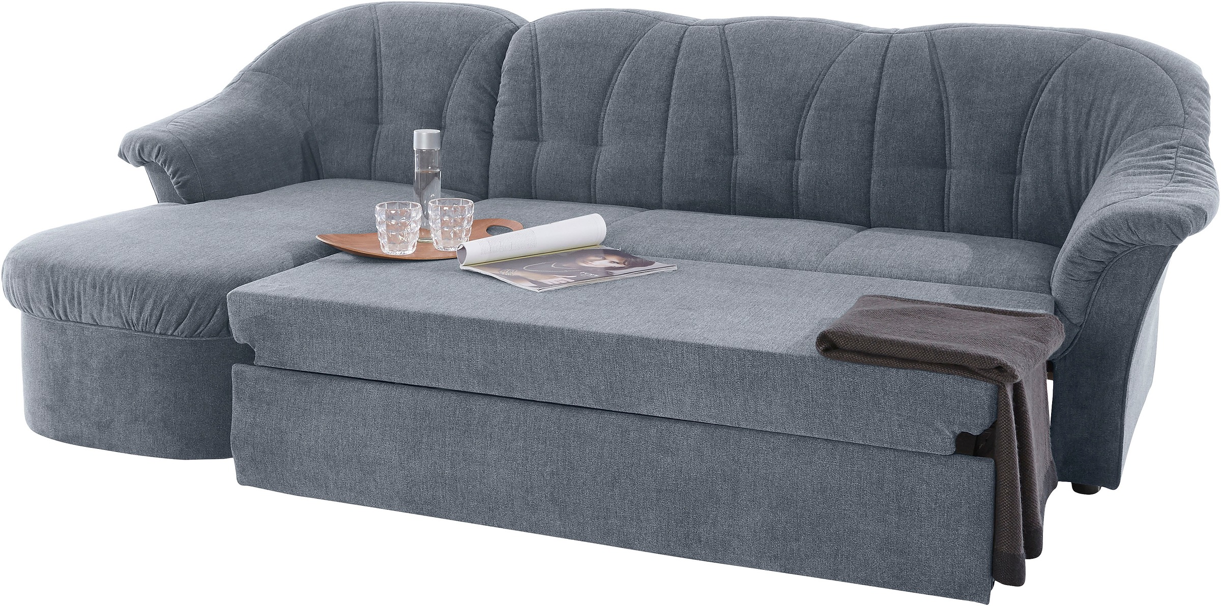 DOMO collection Ecksofa »Pegnitz, elegante Rückensteppung, komfortabel, L-Form«, wahlweise mit Bettfunktion