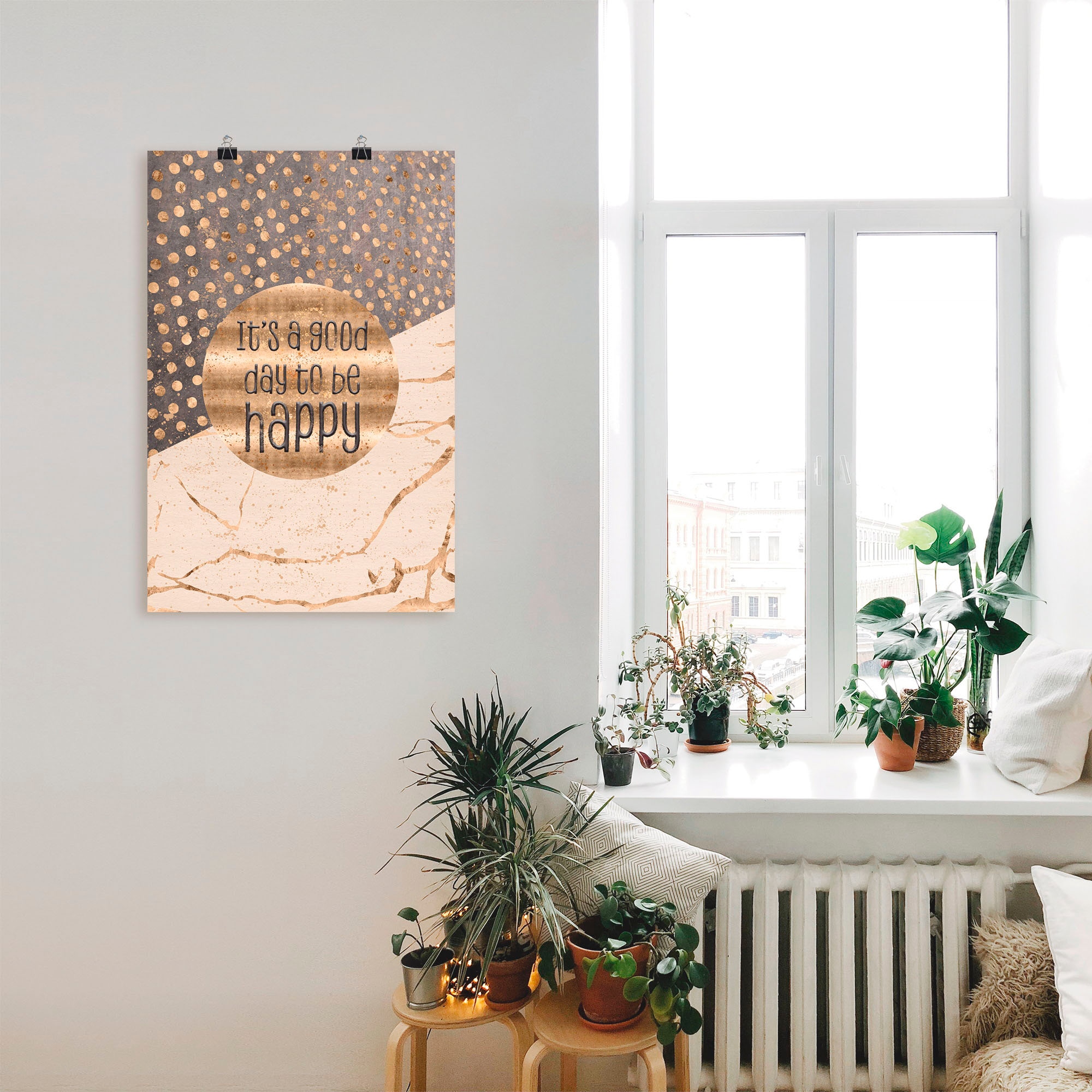 Artland Wandbild »Ein guter Tag um glücklich zu sein« Sprüche & Texte 1 Stk. tlg. als Alubild, Leinwandbild, Poster in verschied. Größen