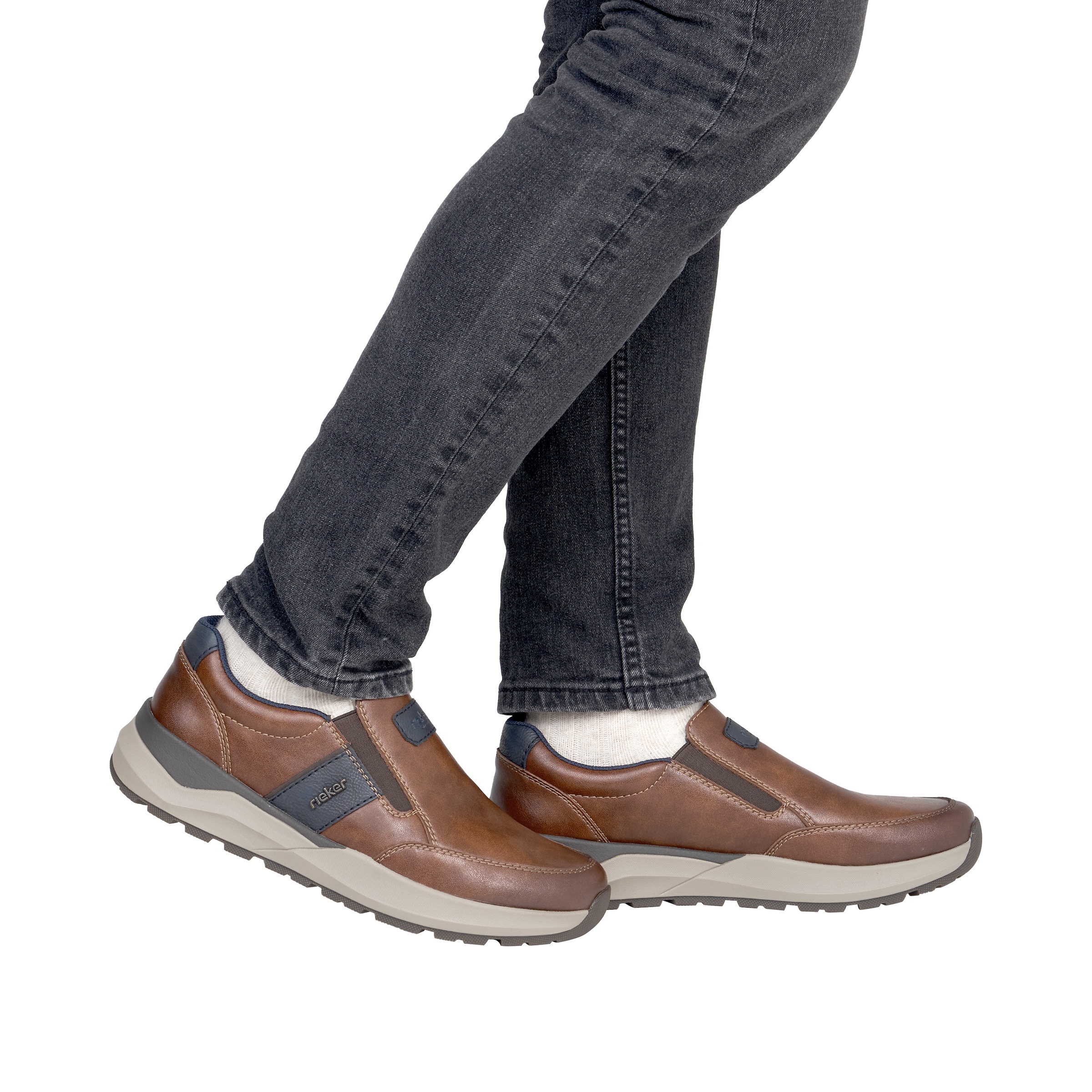 Rieker Slip-On Sneaker  Schlüpfschuh, Slipper, Halbschuh, Freizeitschuh mit Kontrastbesatz