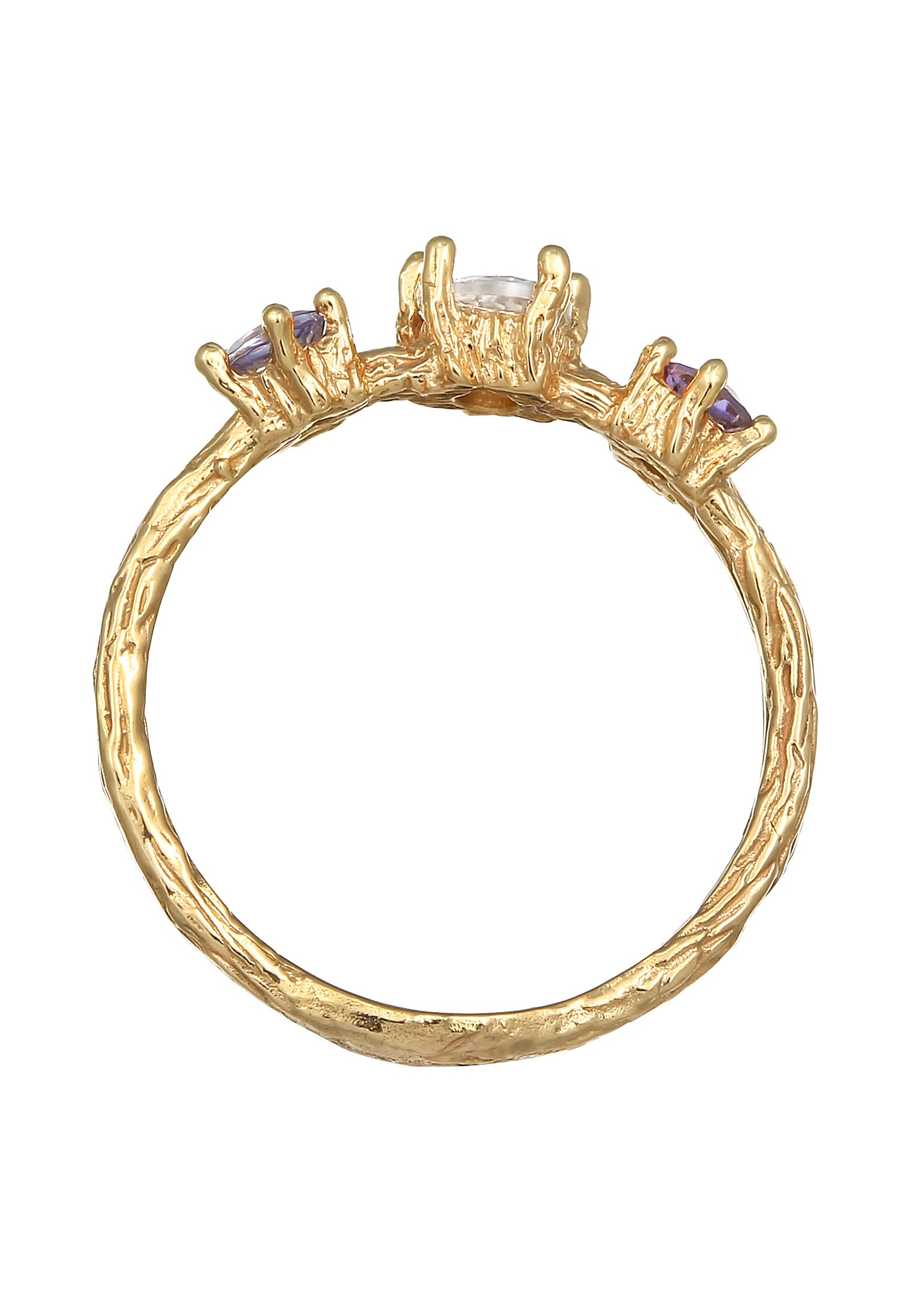 HAZE & GLORY Silberring »Ring Topas Lolite Edelstein Klassik 375 Gelbgold«