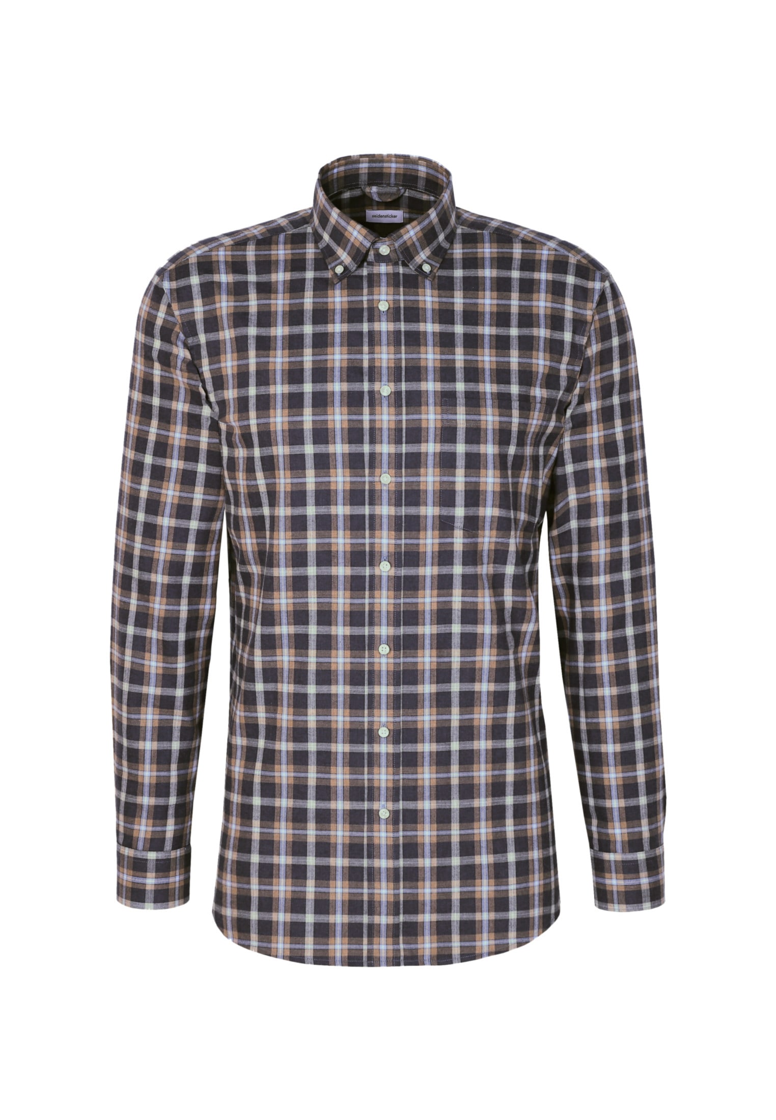 seidensticker Flanellhemd »Regular«, Regular Langarm Button-Down-Kragen Karo