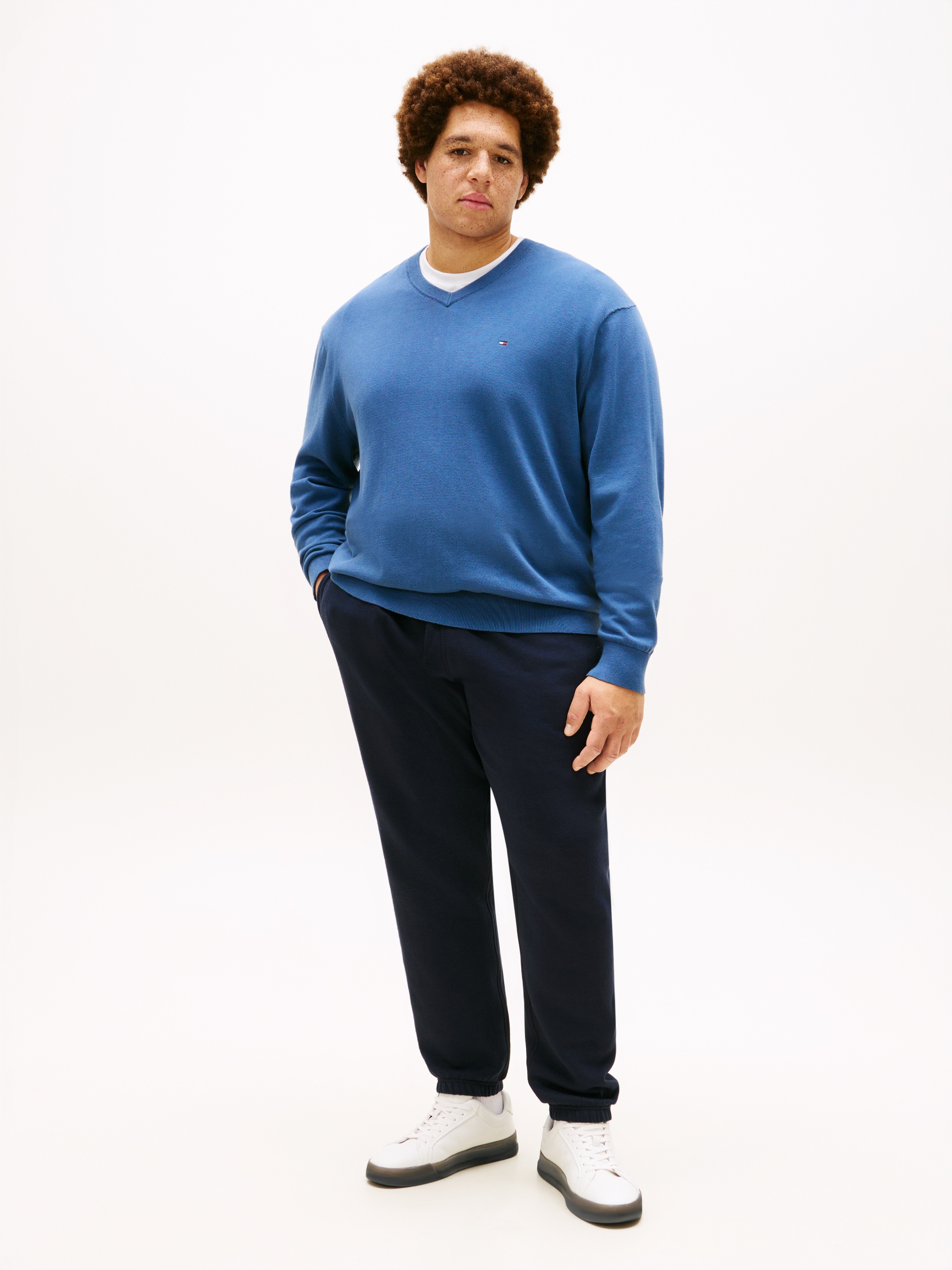 Tommy Hilfiger Big & Tall V-Ausschnitt-Pullover »BT-ESSENTIAL COTTON« Rippbündchen am Ärmel, Saum und Ausschnitt,  Große Größen, normale Passform