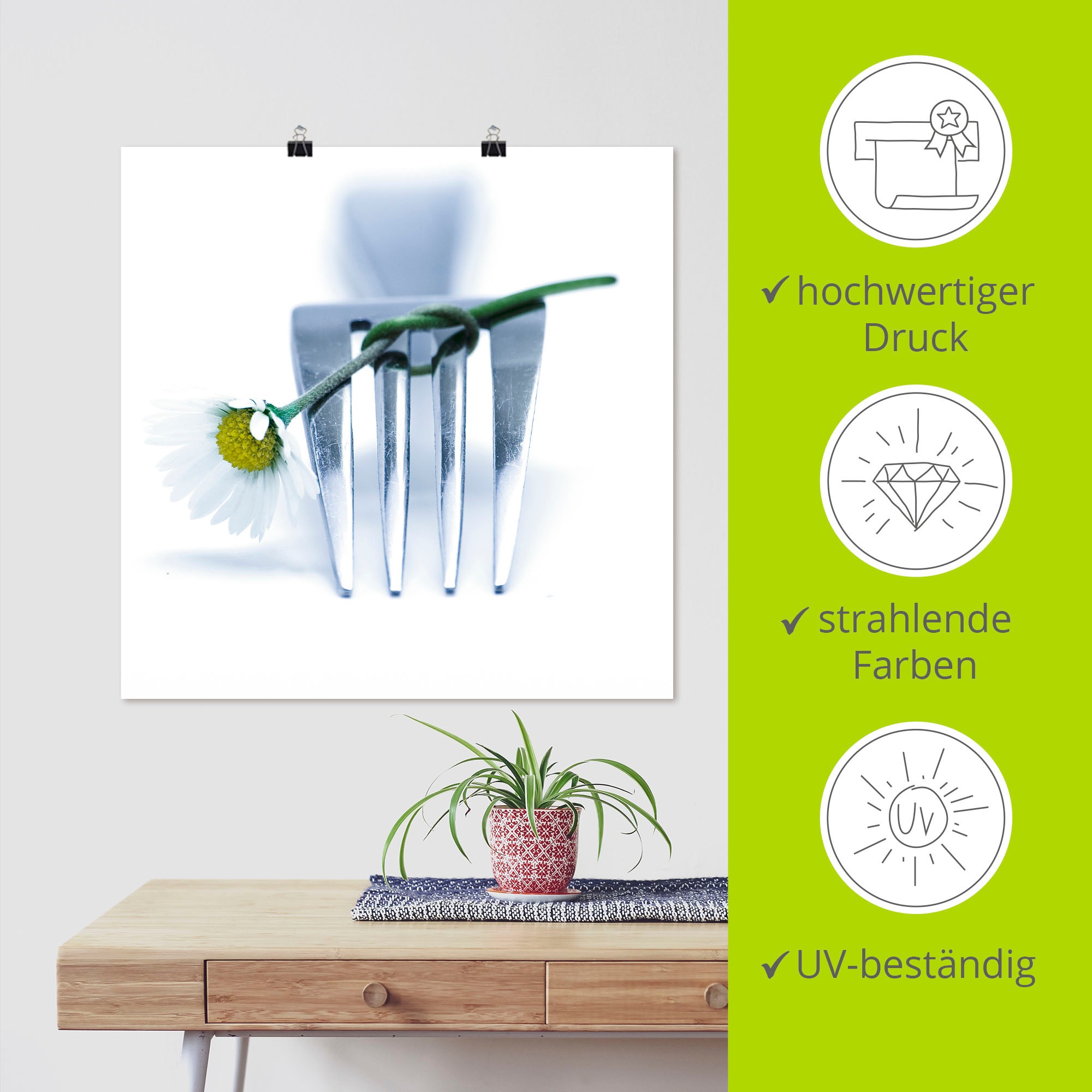 Artland Wandbild »Gabel und Blume«, Geschirr & Besteck, (1 St.), als Leinwandbild, Poster in verschied. Größen