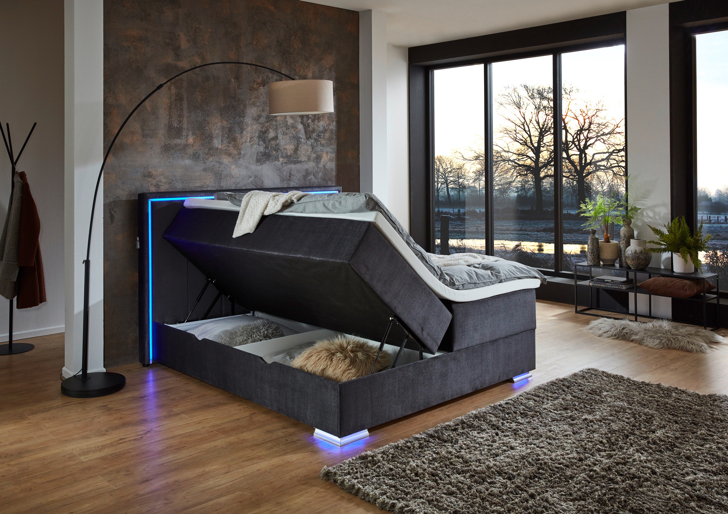 meise.möbel Boxspringbett »Colorado II«, inkl. LED-Beleuchtung & Topper