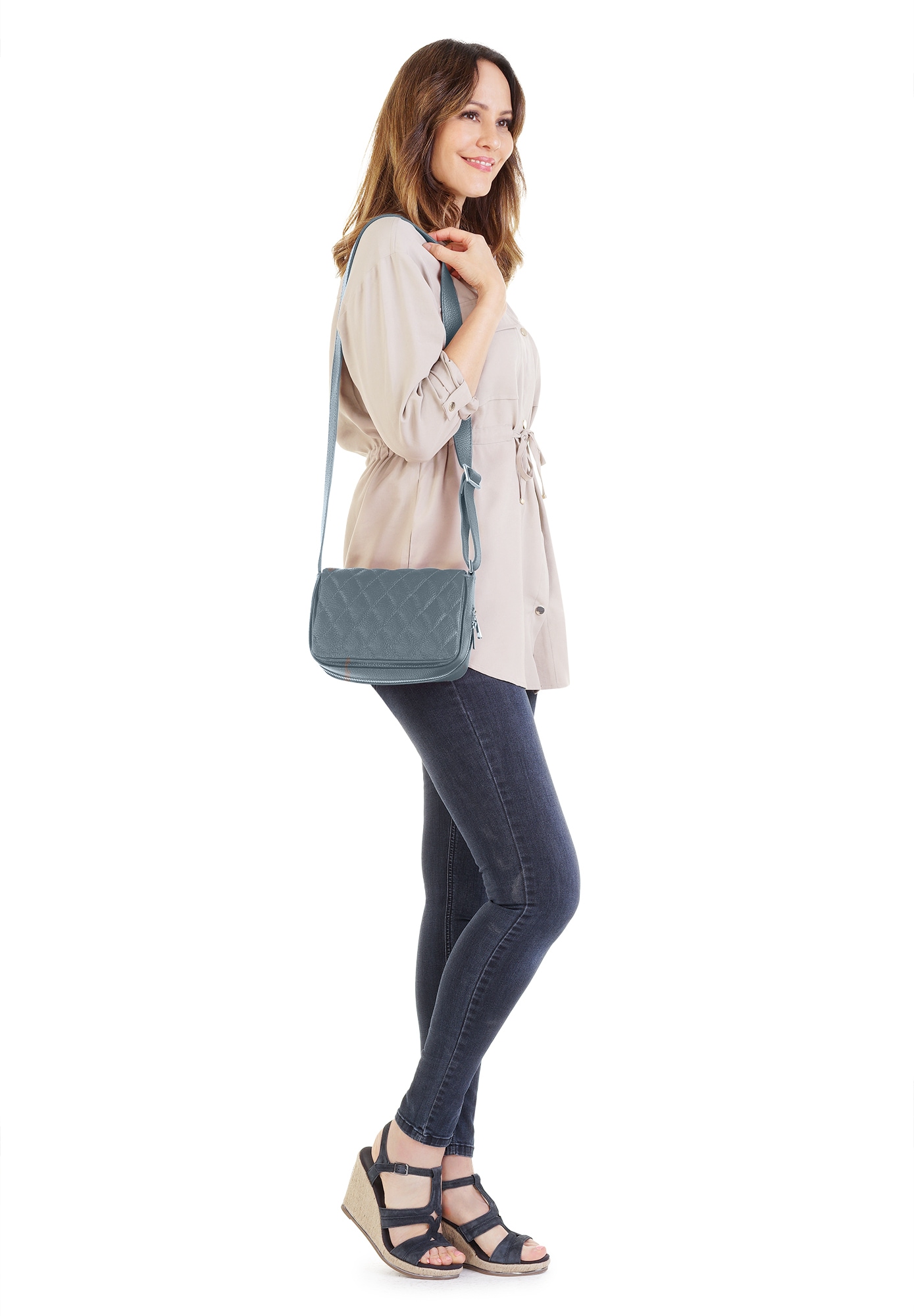 Cluty Henkeltasche, echt Leder, Made in Italy