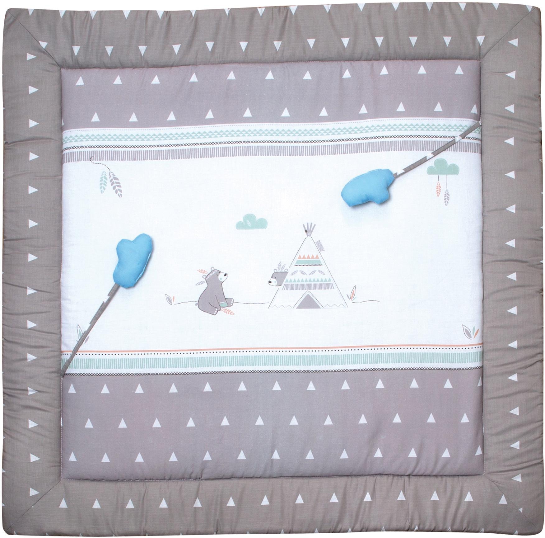 Krabbeldecke mit Bären und Indianerzelt