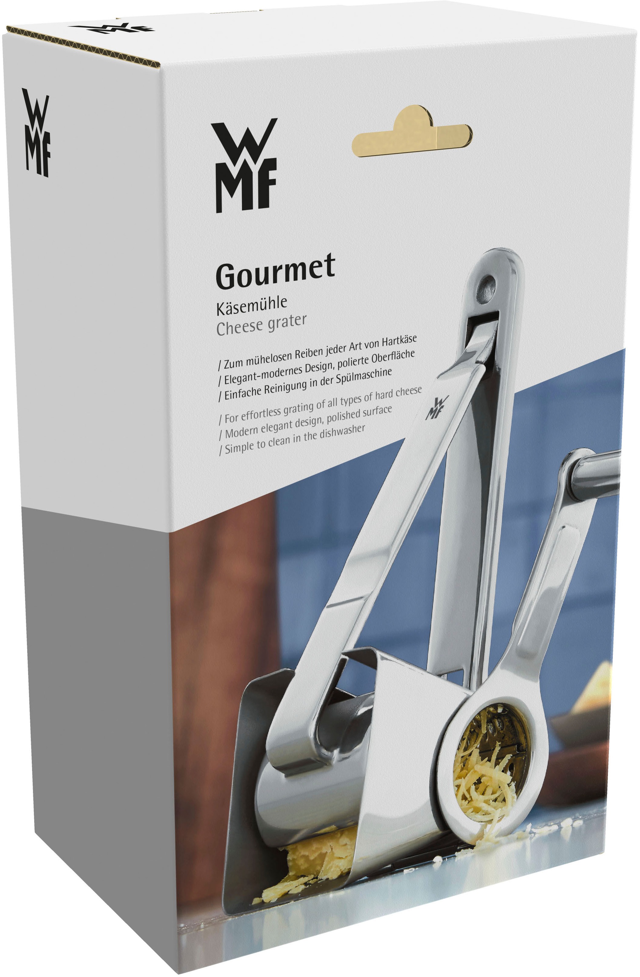 WMF Käsemühle »Gourmet«, (1 St.), mit Kurbel, Cromargan Edelstahl, für Parmesan, Nüsse, Schokolade uvm.