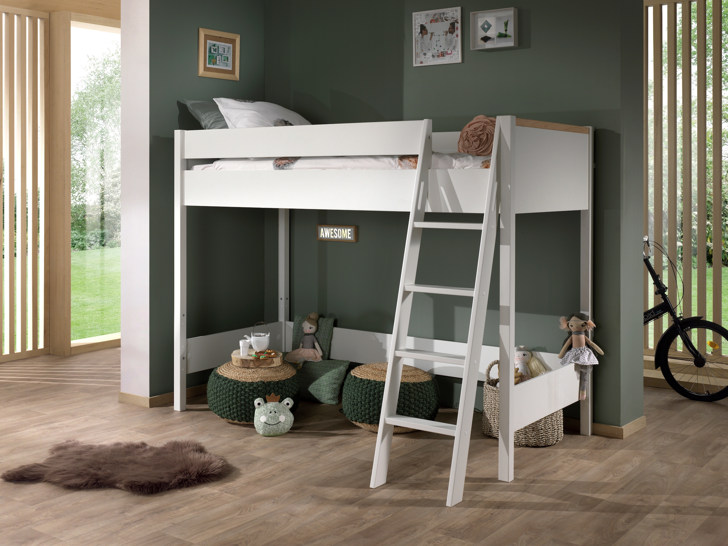 Vipack Hochbett »London«, (Made in Europe), mit Melamin-Oberfläche und Rollrost