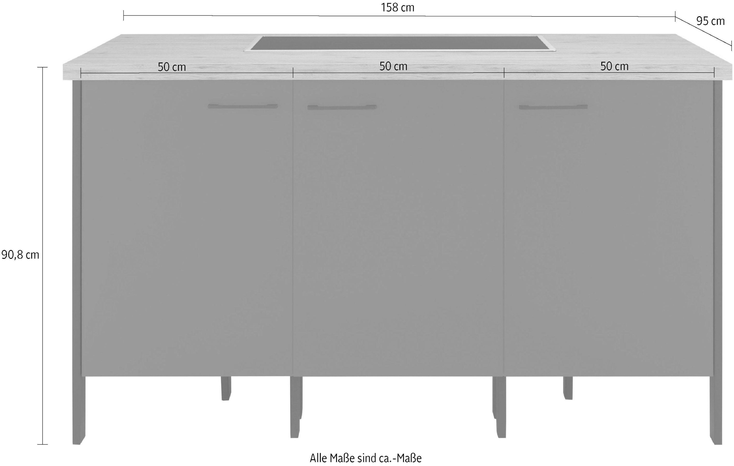 OPTIFIT Kücheninsel »Tokio«, ohne E-Geräte, Vollauszug Breite bestellen cm, Rechnung auf mit mit 158 Stahlgestell