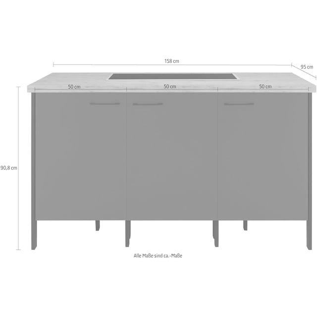 OPTIFIT Kücheninsel »Tokio«, ohne E-Geräte, Breite 158 cm, mit  Stahlgestell, mit Vollauszug auf Rechnung bestellen