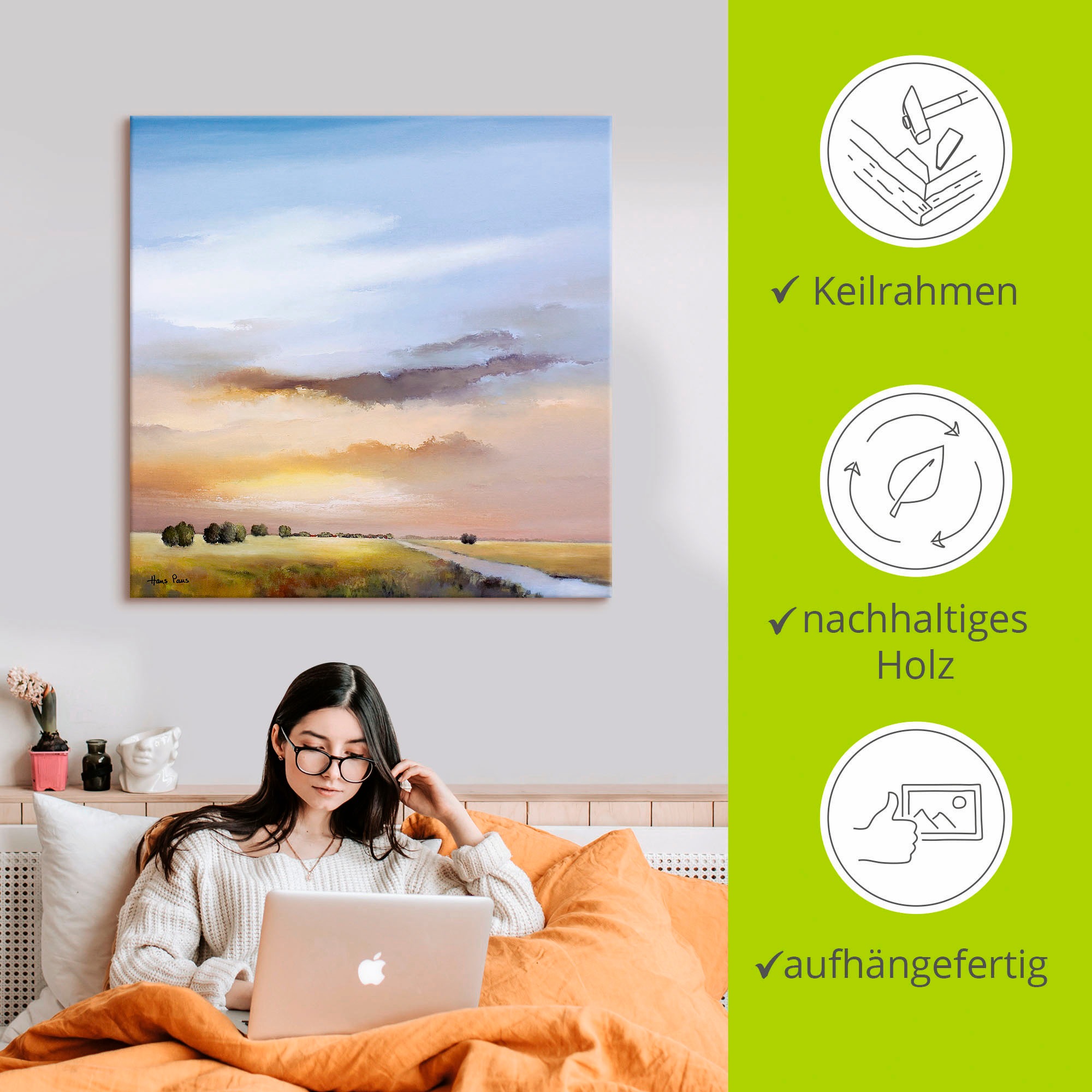 Artland Wandbild »Landschaft III«, Himmel, (1 St.), als Leinwandbild, Poster in verschied. Größen