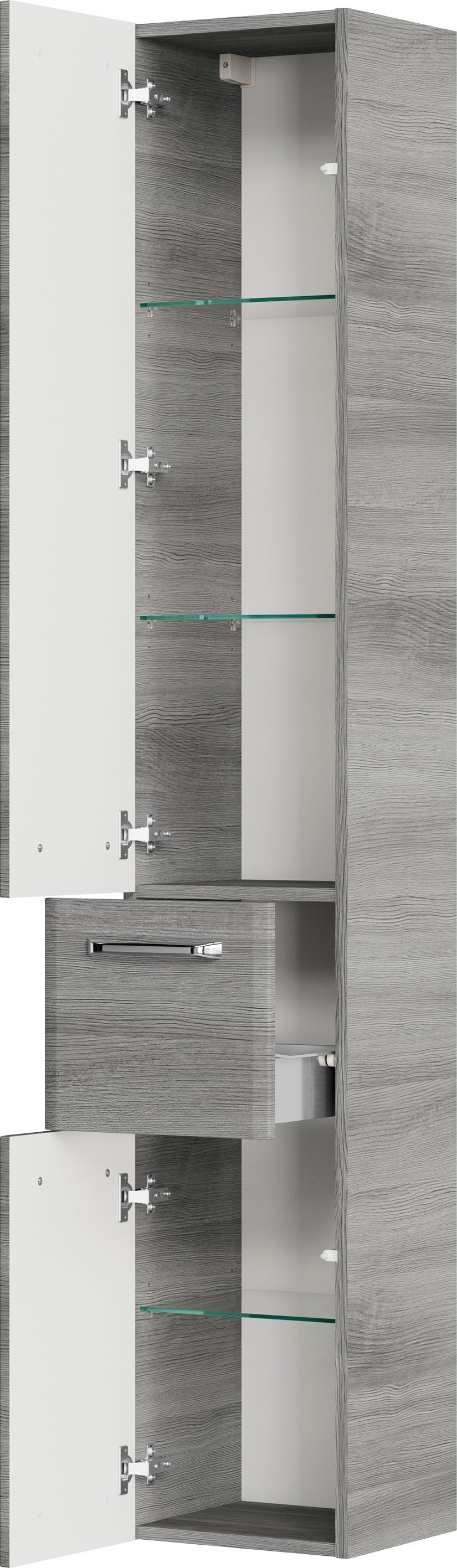 Saphir Badmöbel-Set »Quickset 328 5-teilig, Waschbeckenunterschrank mit LED-Spiegelschrank«, (5 St.), Badezimmer Set inkl. Türdämpfer, Badschrank, ohne Waschbecken, 8 Türen