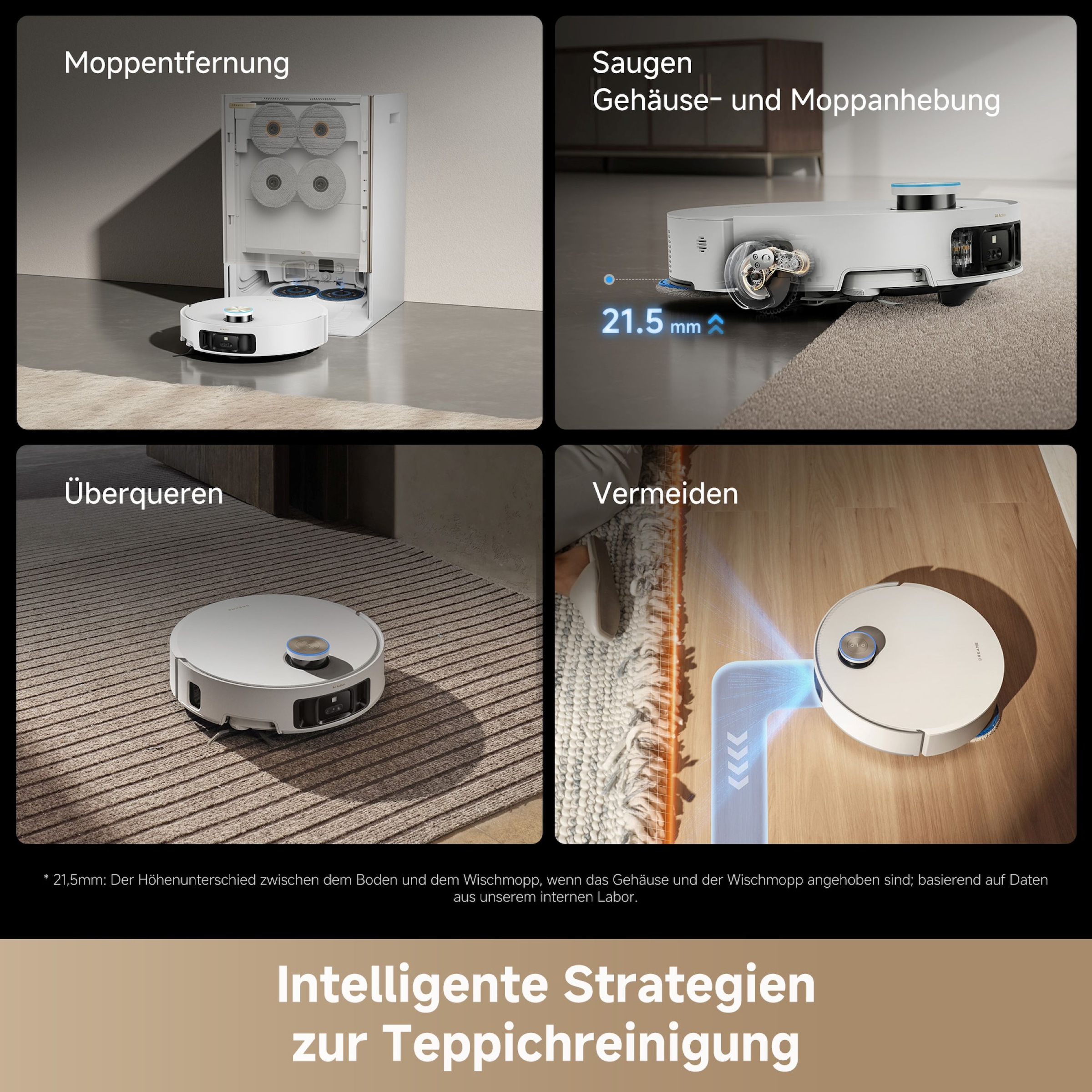 Dreame Saugroboter »mit Wischfunktion Matrix 10 Ultra« Mop-Wechsel, drei Reinigungsmittel, überwindet Hindernisse, 30.000 Pa