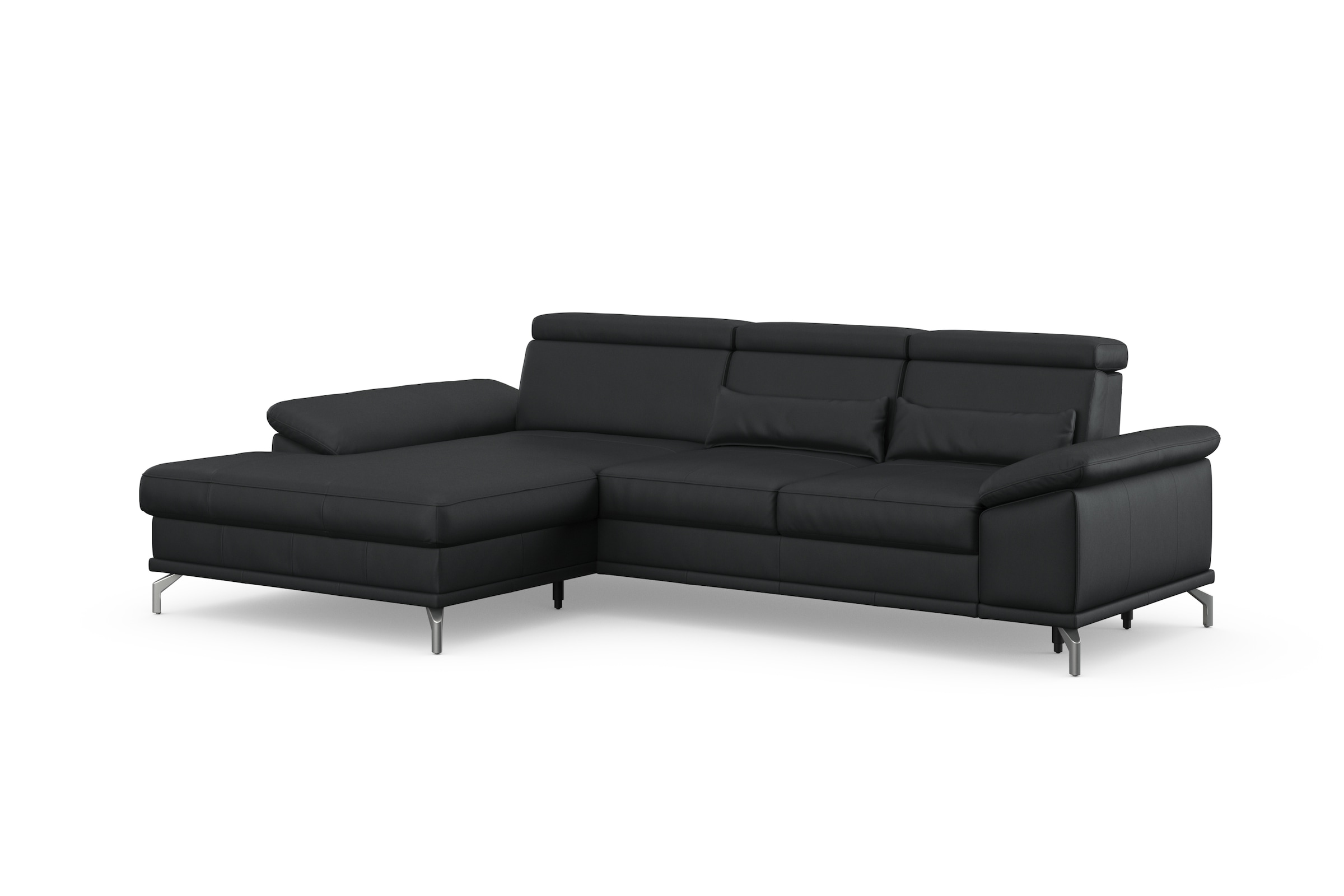 sit&more Ecksofa »Cabrio L-Form, B: 295 cm, mit Sitztiefen-, Arm- & Kopfteilverstellung«, 2 Nierenkissen, Federkern, optional Bettfunktion und Stauraum