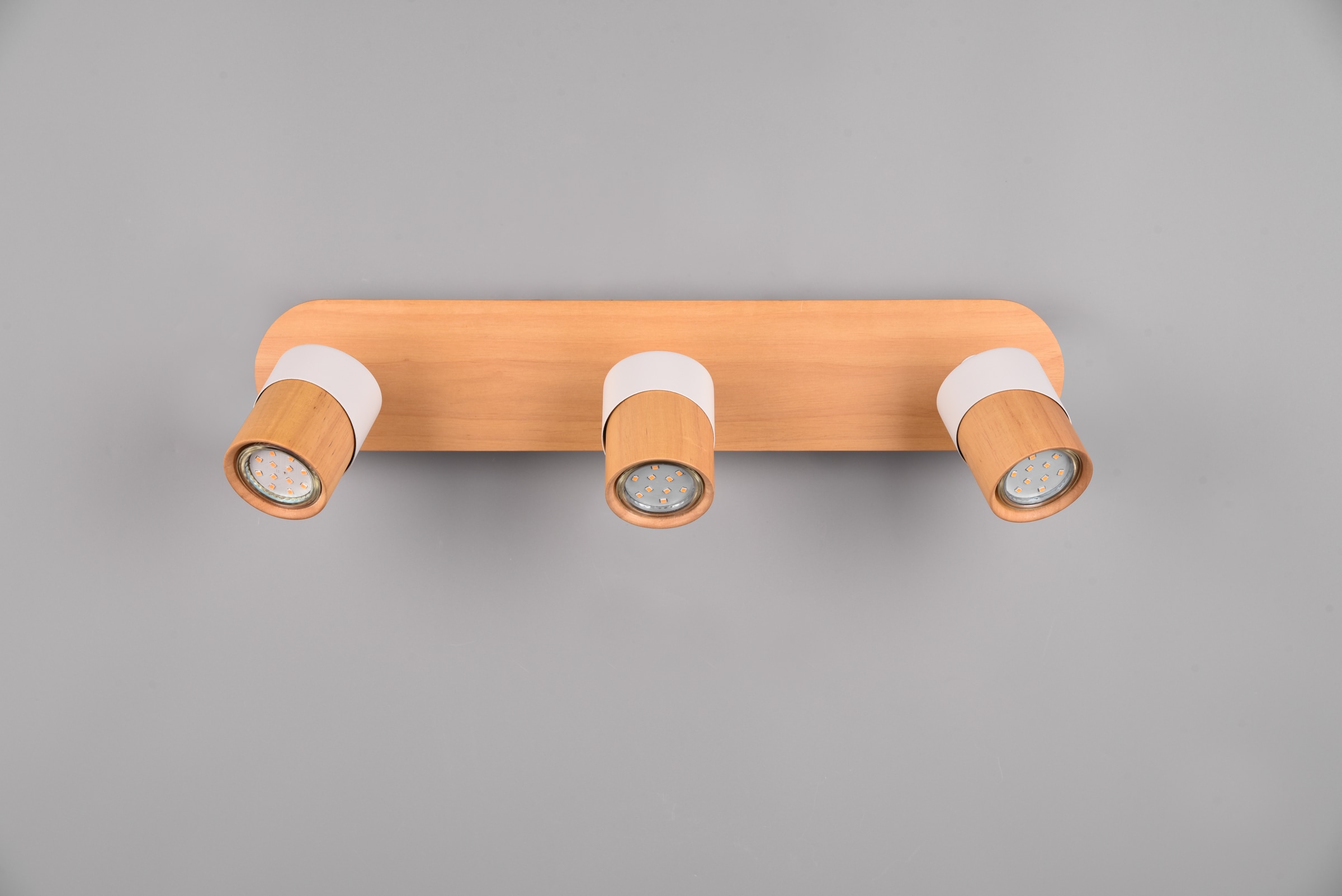 TRIO Leuchten Deckenstrahler »ARUNI, Spot 3-flammig Wandspot Deckenspot exkl 3x GU10 max 10W«, 3 flammig, Leuchtmittel GU10 | Leuchtmittel wechselbar, Deckenstrahler mit Materialmix Holz / Metall für Küche Flur Wohnzimmer