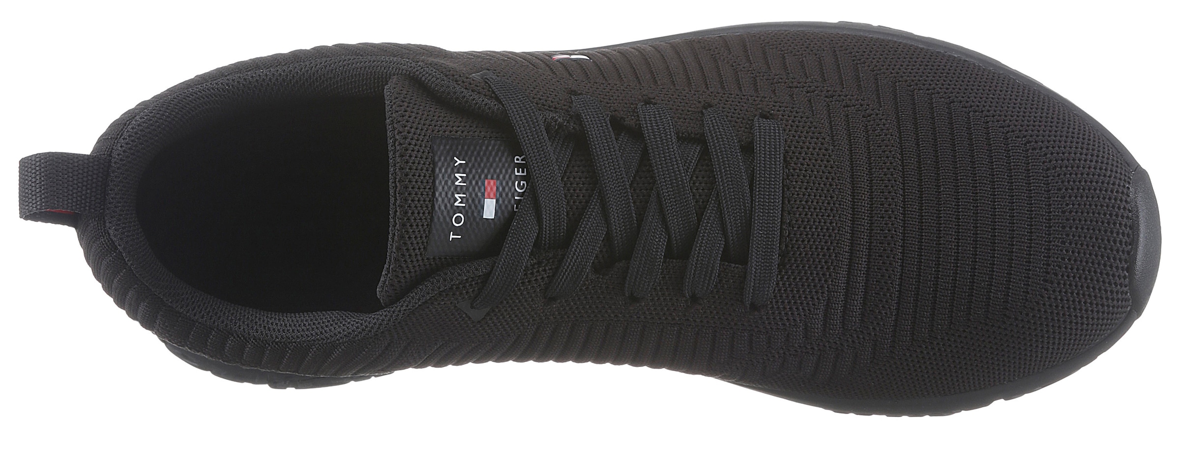 Tommy Hilfiger Sneaker »CORPORATE KNIT RIB RUNNER«, Freizeitschuh, Halbschuh, Schnürschuh mit seitlicher Logoflagge