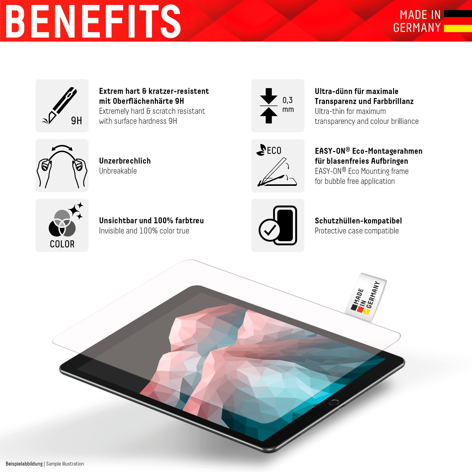 Displex Displayschutzfolie »Tablet Glass iPad (7/8/9 Gen)/Air (3. Gen)«, für iPad (7/8/9 Gen)/Air (3. Gen)