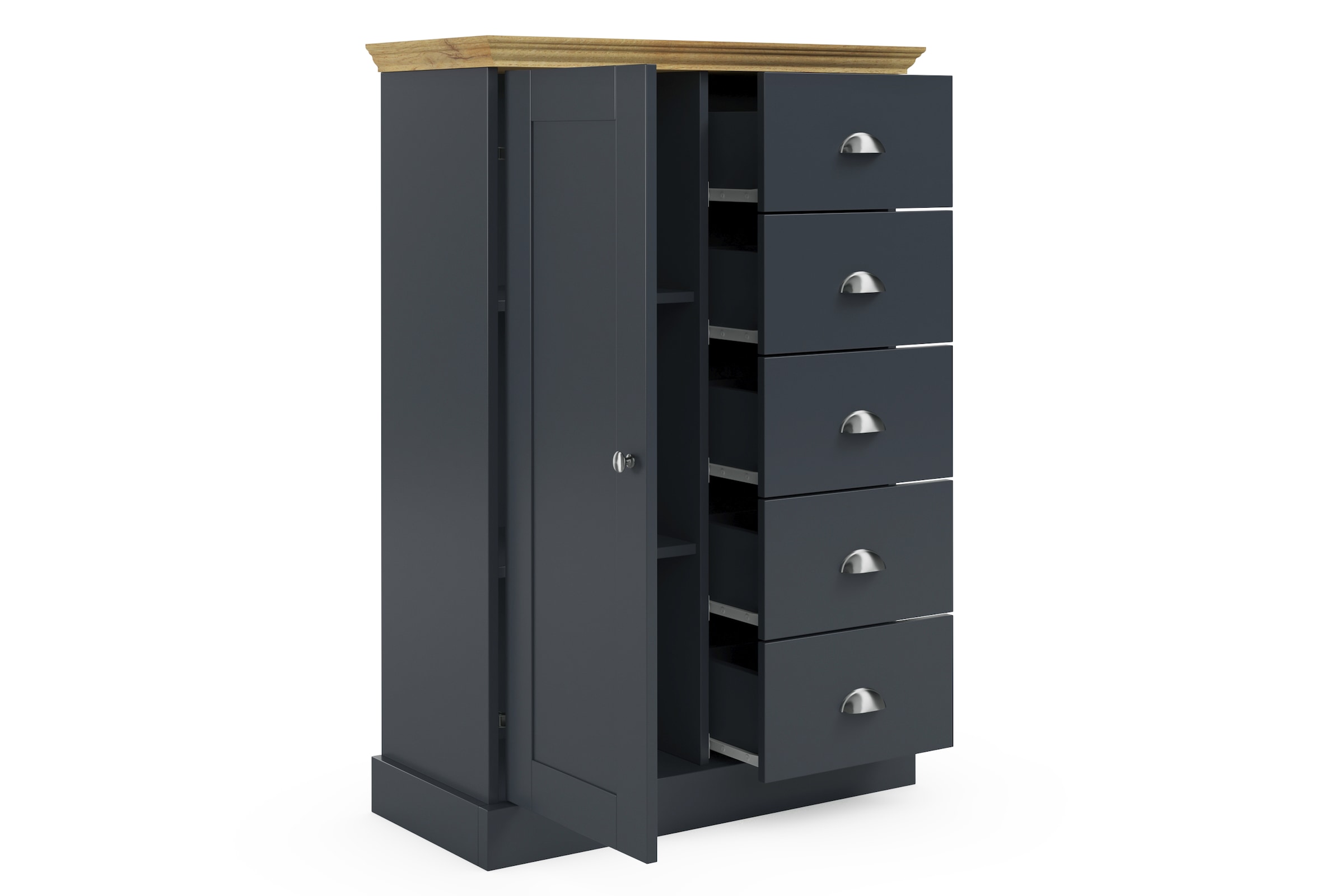 Home affaire Kommode »Motala«, 5 Schubladen und 2 verstellbare Einlegeböden, Breite 75cm, Höhe 110cm