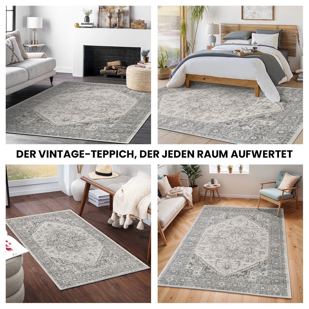Livabliss Teppich »MENDOZA« rechteckig 8 mm Höhe Vintage Orientteppich, Kurzflor Boho Wohnzimmerteppich, Läufer