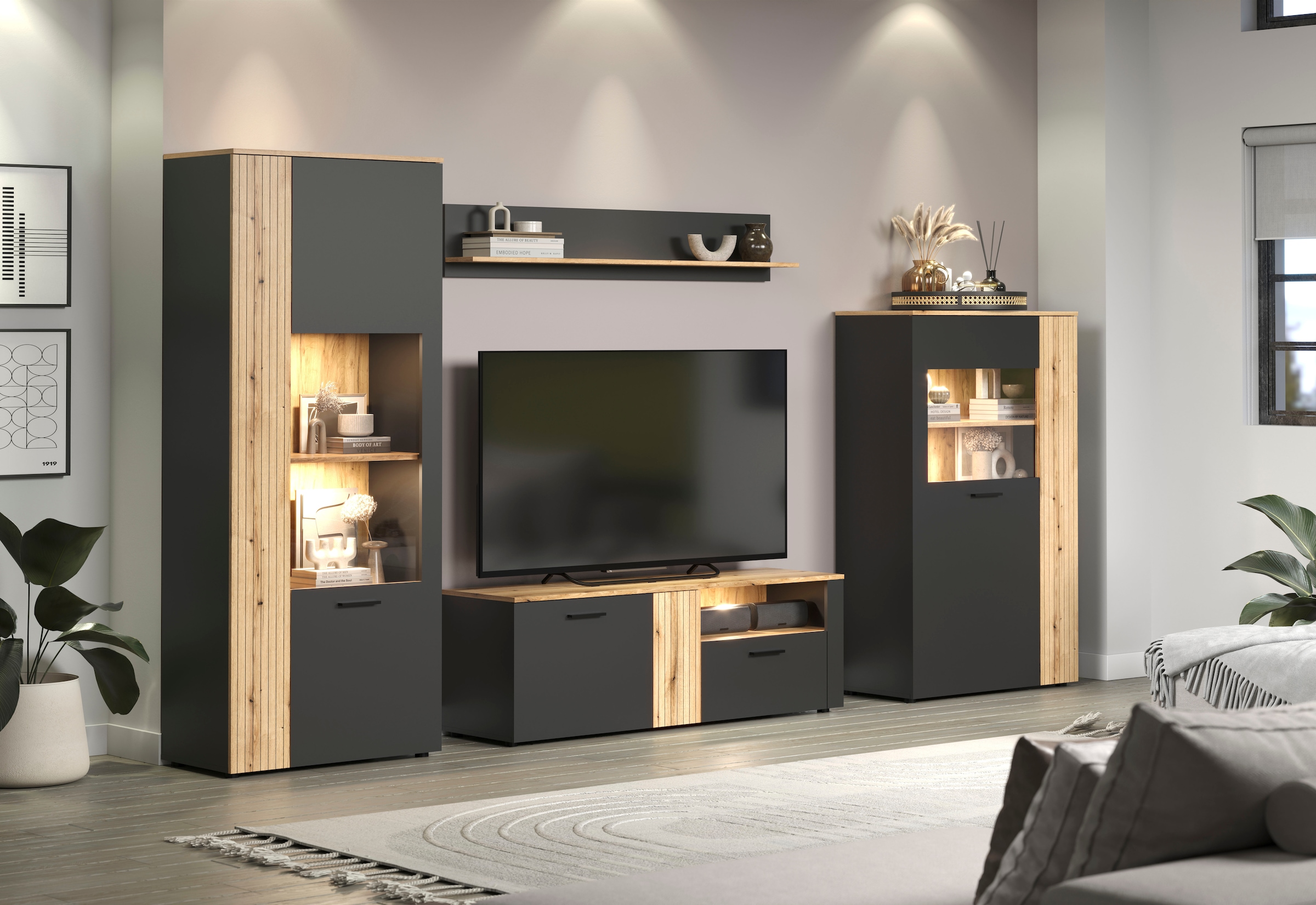 Home affaire Wohnwand »Estepona« Komplett-Set, 4 Stk. tlg.