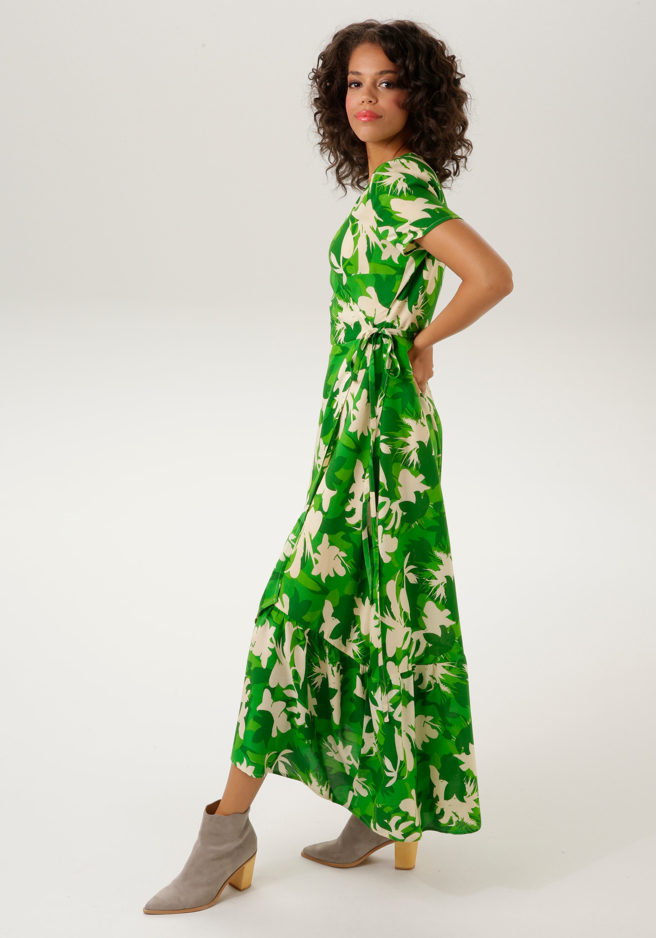Aniston CASUAL Wickelkleid, mit graphischem Blumendruck