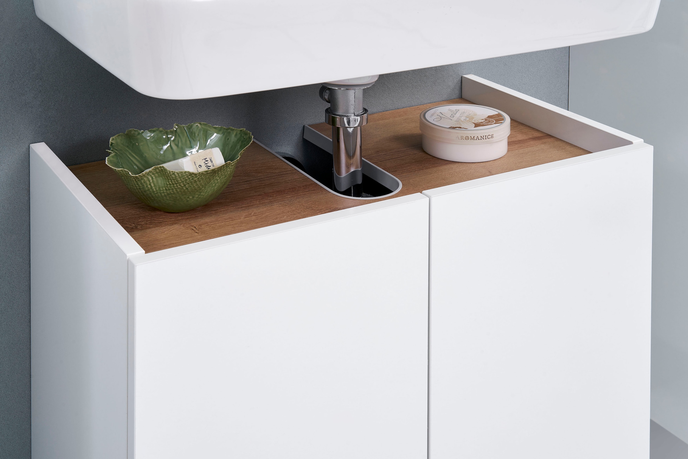 Saphir Waschbeckenunterschrank »Quickset 947 Unterbeckenschrank, Weiß Glanz, 2 Türen«, Waschbeckenschrank inkl. Türdämpfer, 60 cm breit, ohne Waschbecken