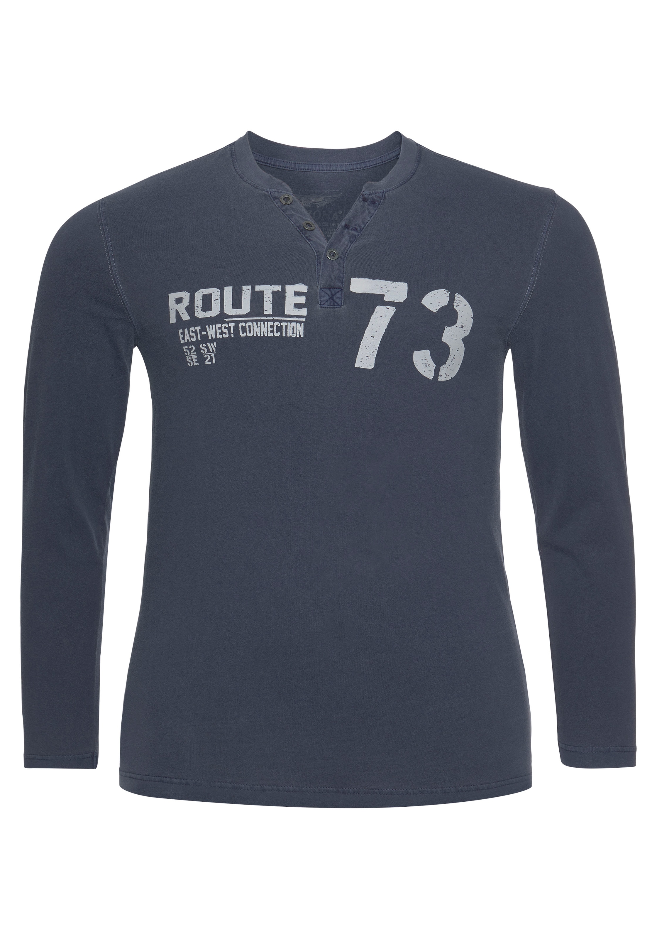 Arizona Henleyshirt, Langarm, casual, Rundhalsausschnitt, aus Baumwolle