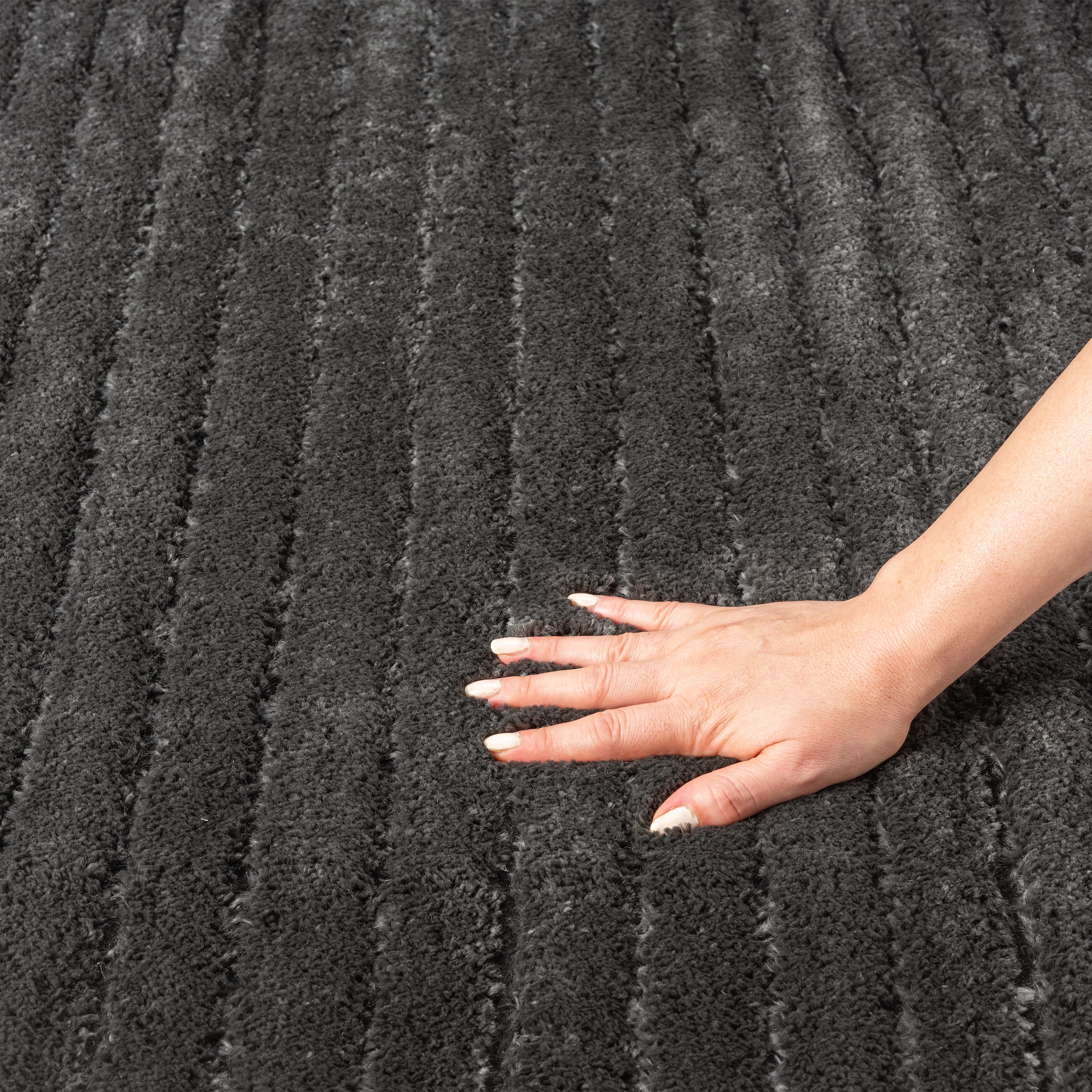 LeGer Home by Lena Gercke Teppich »Selma« rechteckig 19 mm Höhe Hoch-Tief-Struktur, Streifen Design, weich, Wohnzimmer, Schlafzimmer