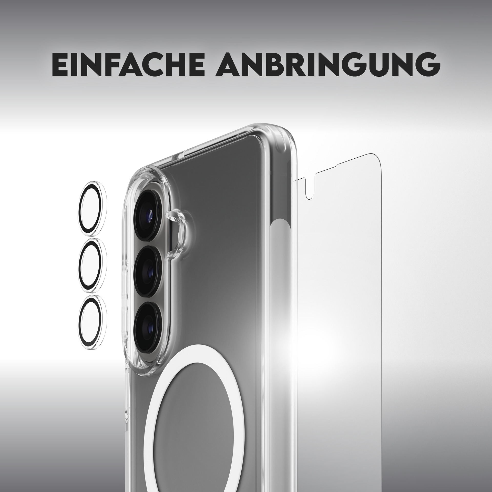 CARE by PanzerGlass Displayschutzglas »3-in-1 Protection Explorer Bundle« für Samsung Galaxy S26 Displayschutzfolie, Schutzfolie, Bildschirmschutz, kratz- & stoßfest