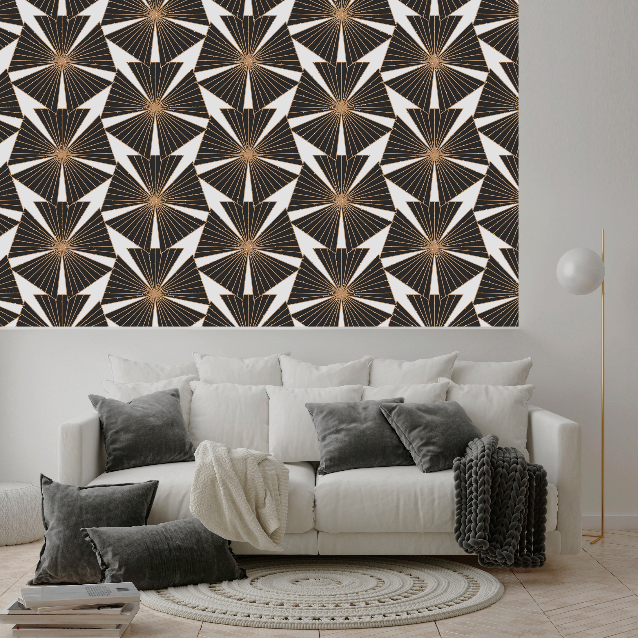 queence Vinyltapete »Beverly«, gemustert-Farbverlauf-bedruckt-abstrakt, 90x250cm, selbstklebend, kinderleichte Anbringung, Sticker