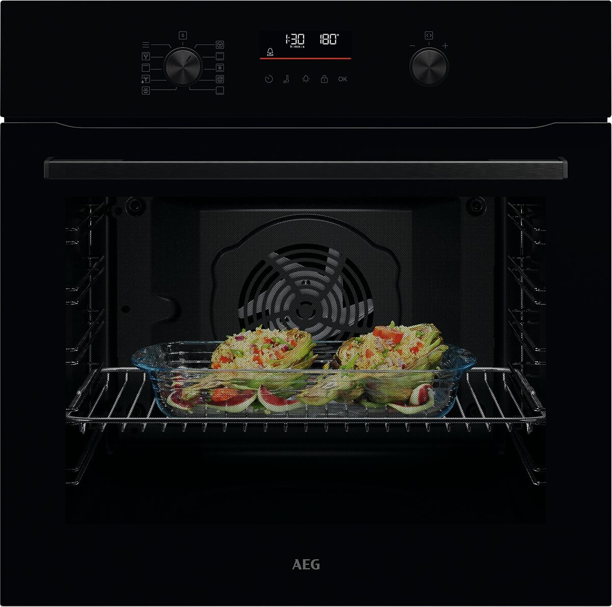AEG 5000 SurroundCook® / Einbaubackofen / Pyrolytische Selbstreinigung / Schwarz TU5PB40WSK