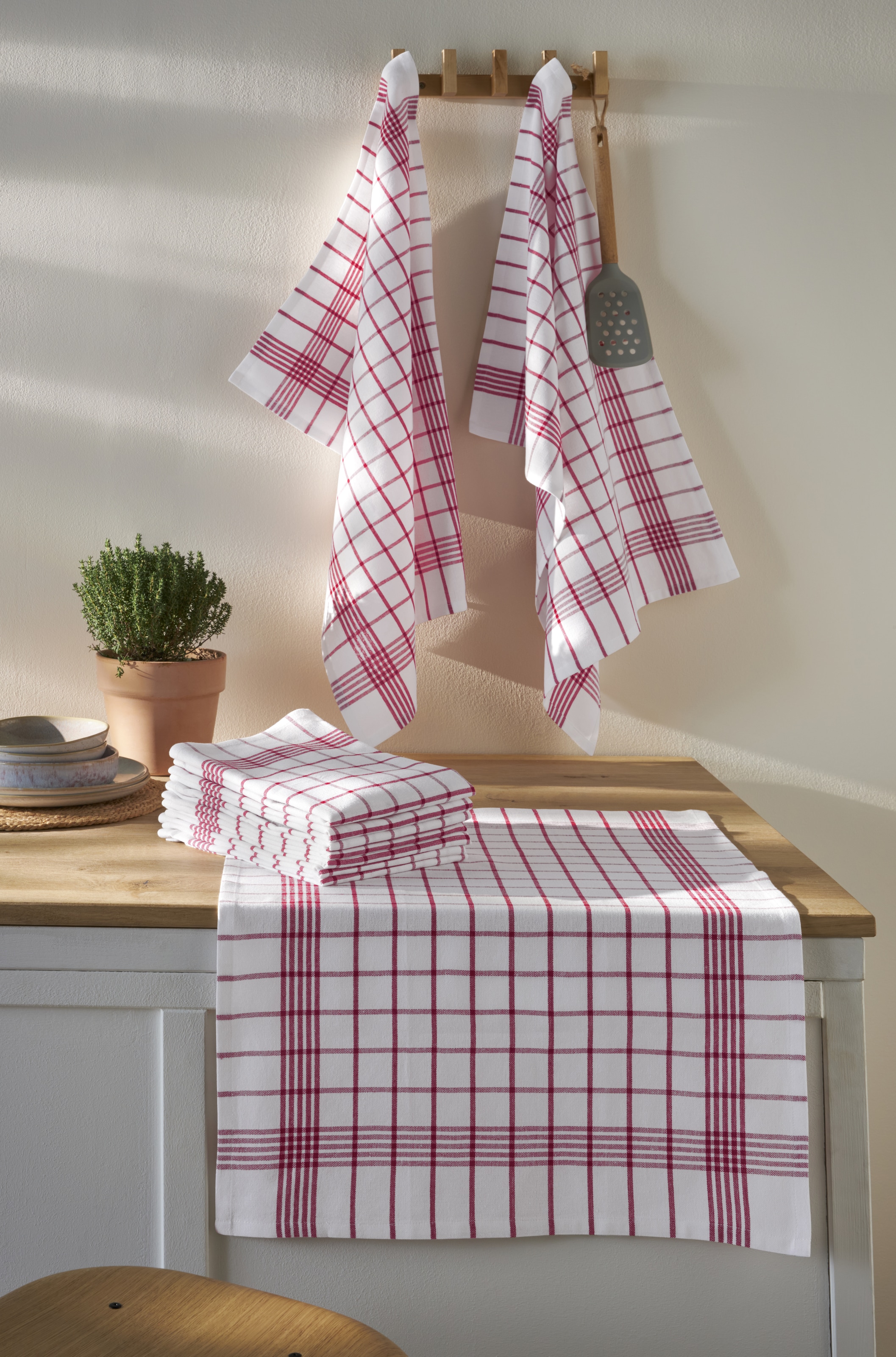 OTTO home Geschirrtuch »Vivianne« 100% Baumwolle,70×50 cm, blau/rot -weiße, 10Stk. Set, weich, saugstark