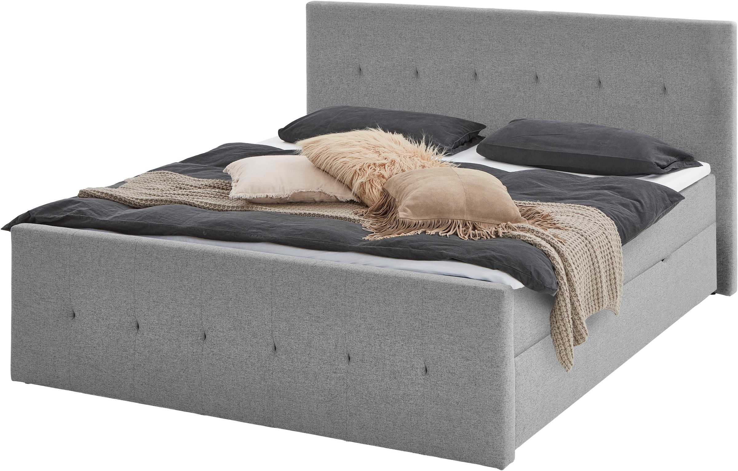 INOSIGN Boxbett »Tessaja, inkl. Bettkasten, in der Breite 180x200cm erhältlich« Kopf- und Fußteil gesteppt, inkl. Anti-Slip-Topper