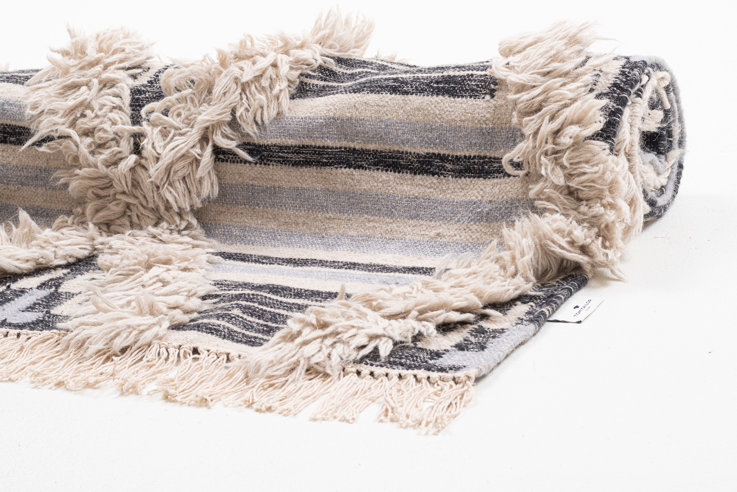 TOM TAILOR HOME Teppich »Cozy Kelim« rechteckig 5 mm Höhe handgewebt, mit Fransen, Boho-Style
