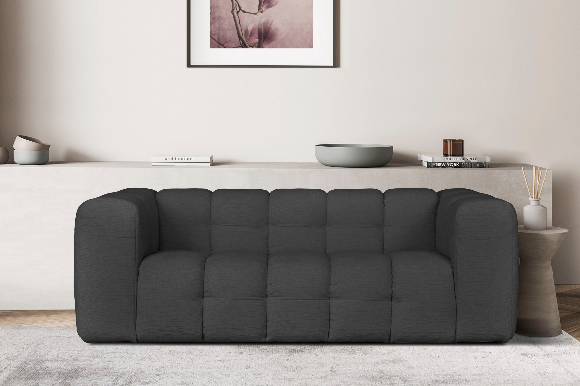 LeGer Home by Lena Gercke 3-Sitzer »TALISHA Designersofa, moderne Steppung, Maße B/T/H: 229/110/75 cm«, moderne Steppung, hoher Sitzkomfort