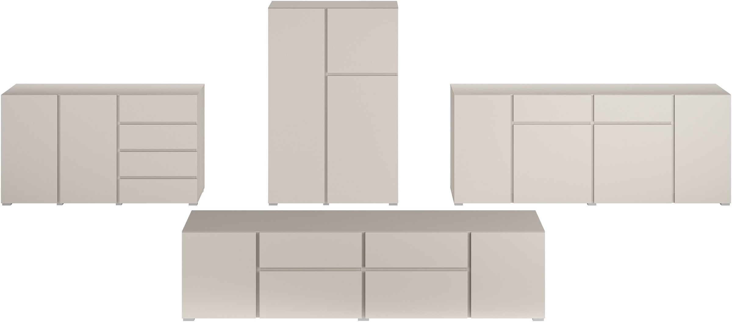 OTTO home Highboard »Metric,Breite 92cm, moderne grifflose Hochkommode 3 Türen,Highboard« Hochschrank mit viel Stauraum, Einlegeböden verstellbar, Türkommode