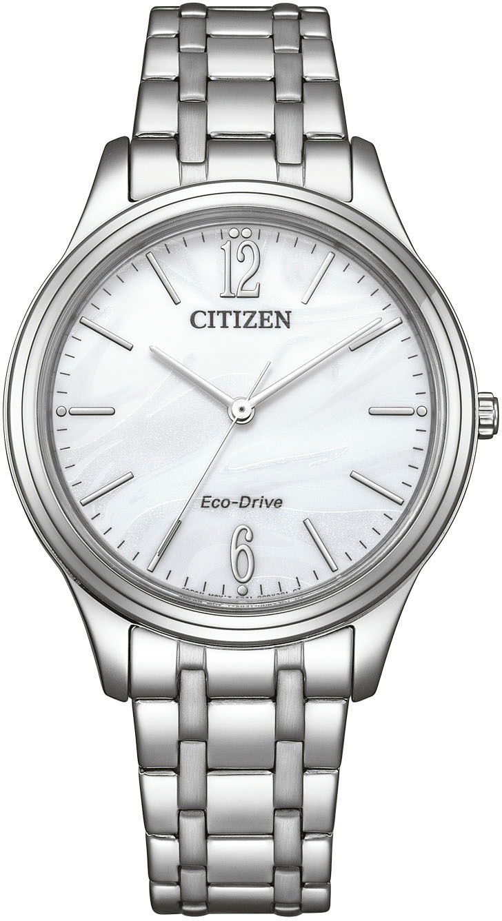 Citizen Solaruhr Armbanduhr, Damenuhr, Edelstahlarmband, Batterie-Entladungsanzeige