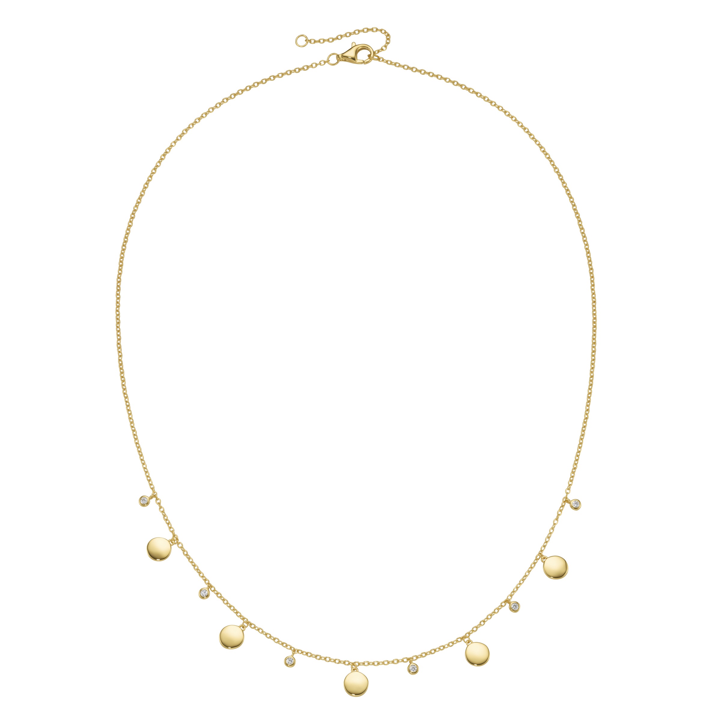 Smart Jewel Collier »Collier mit runden Plättchen und Zirkonia als Behang, Silber 925«
