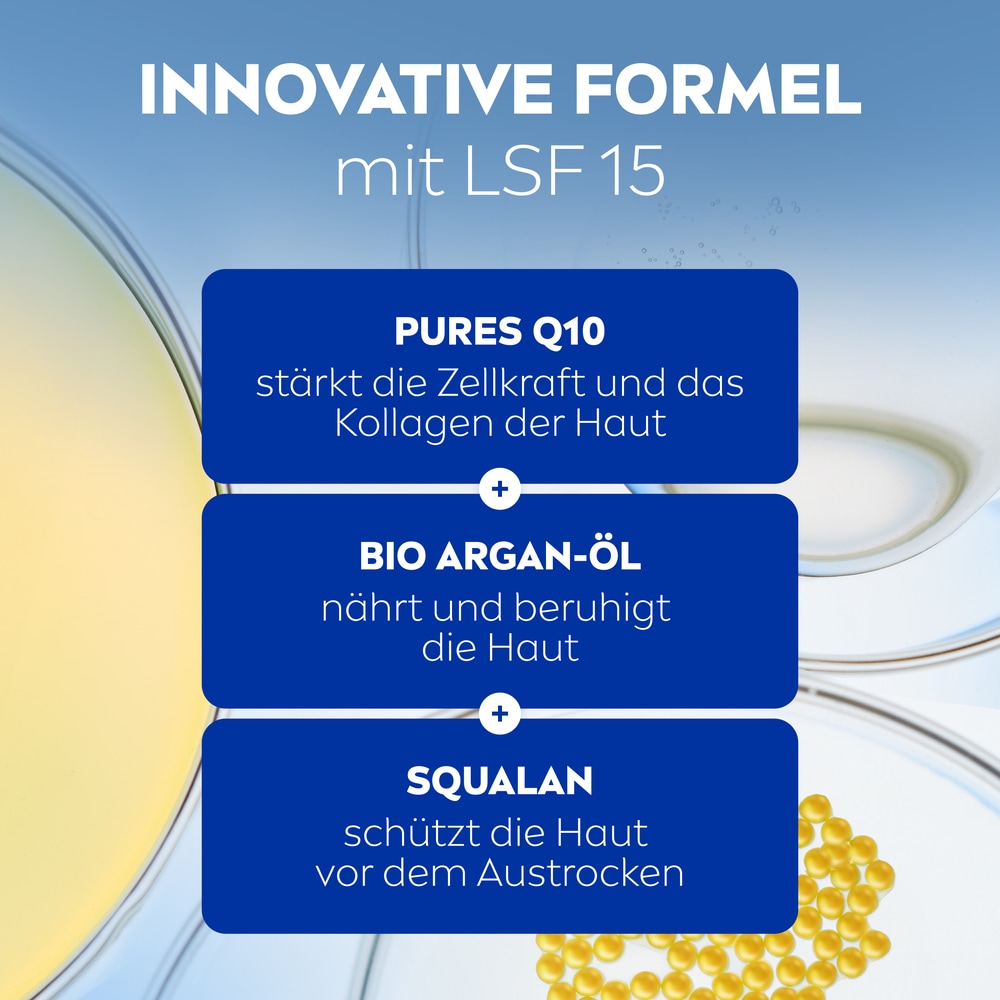 Nivea Tagescreme »Q10 ANTI-FALTEN EXTRA-REICHHALTIG TAGESPFLEGE LSF 15« spendet intensive Feuchtigkeit für 24 Stunden