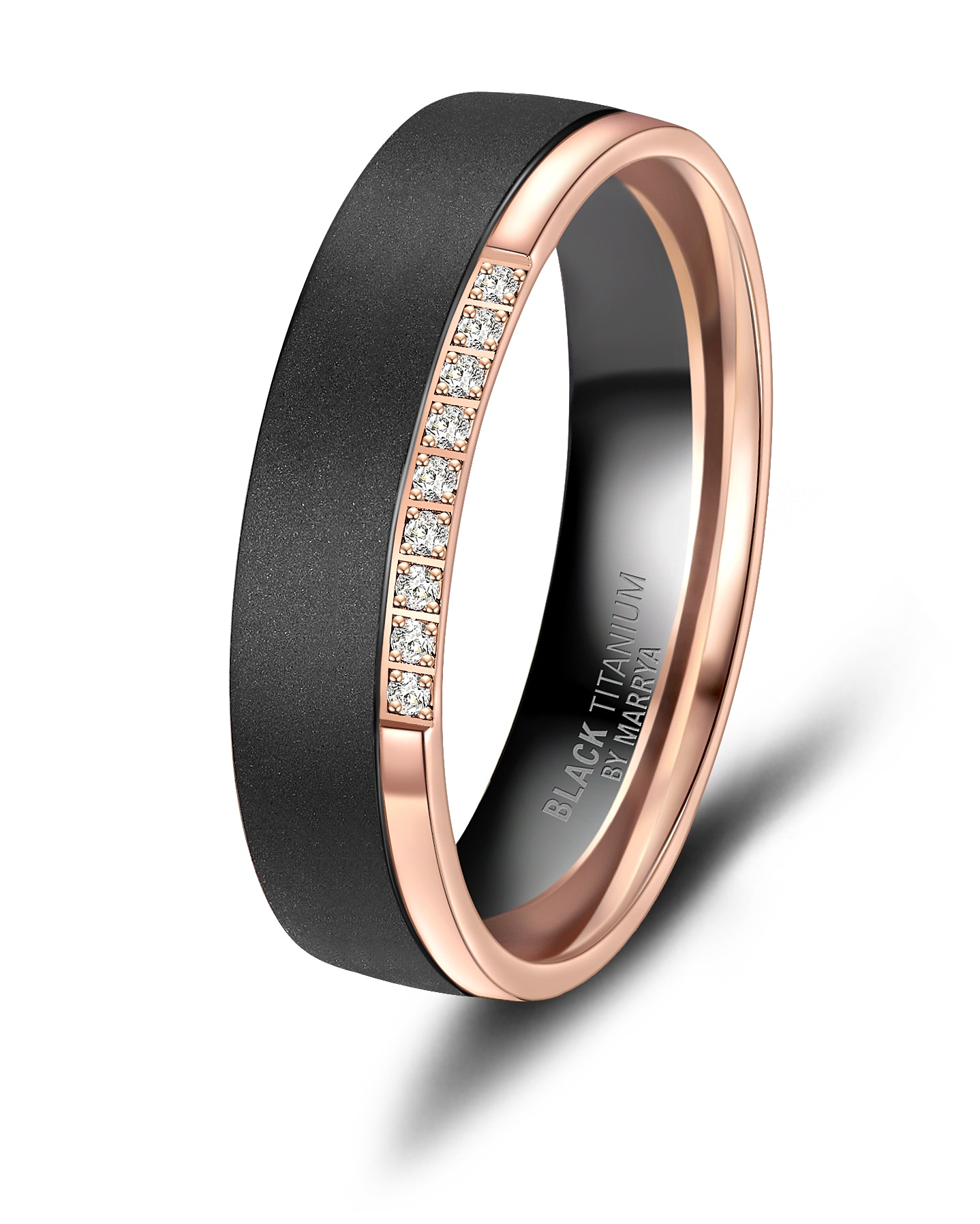 Marrya Perlenring »BLACK TITANIUM by MARRYA Black Titanium - Zirkonium Trauring Ehering Partnerring«