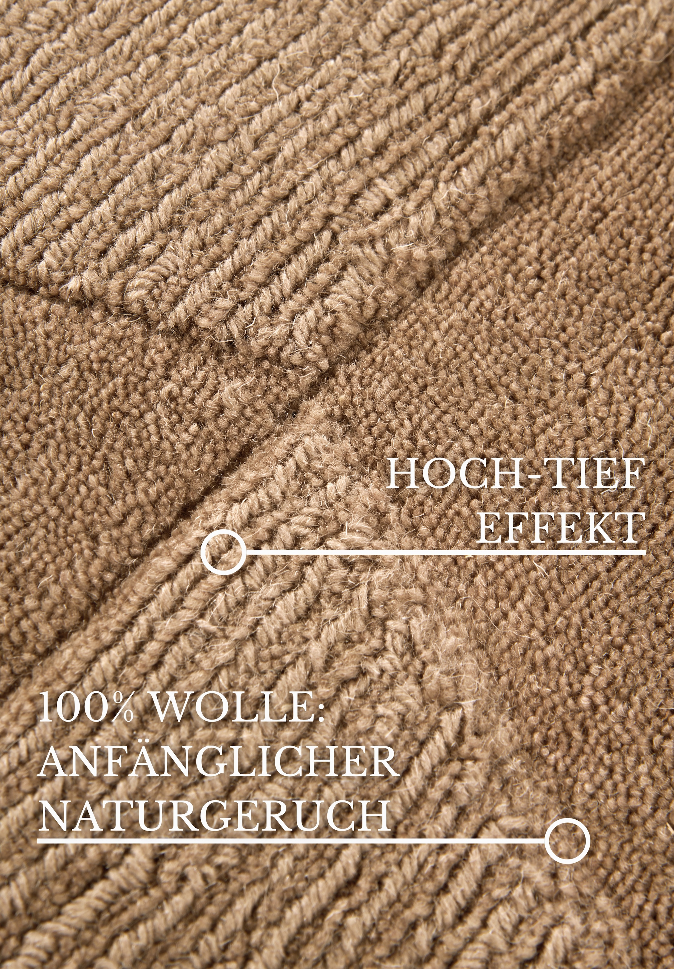 Villeroy & Boch Wollteppich »Ursule«, rechteckig, 10 mm Höhe, Läufer, handgewebt, Wolle, Natur, Wohnzimmer, Geometrie, Boho