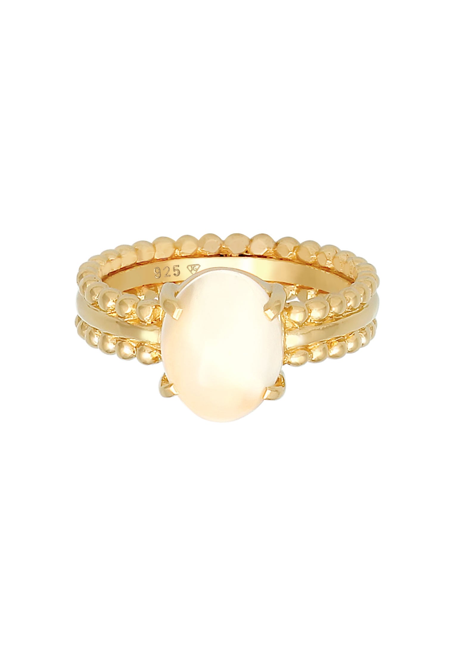 Elli Premium Silberring »Ring Mondstein Edelstein Oval Elegant 925 Silbe«
