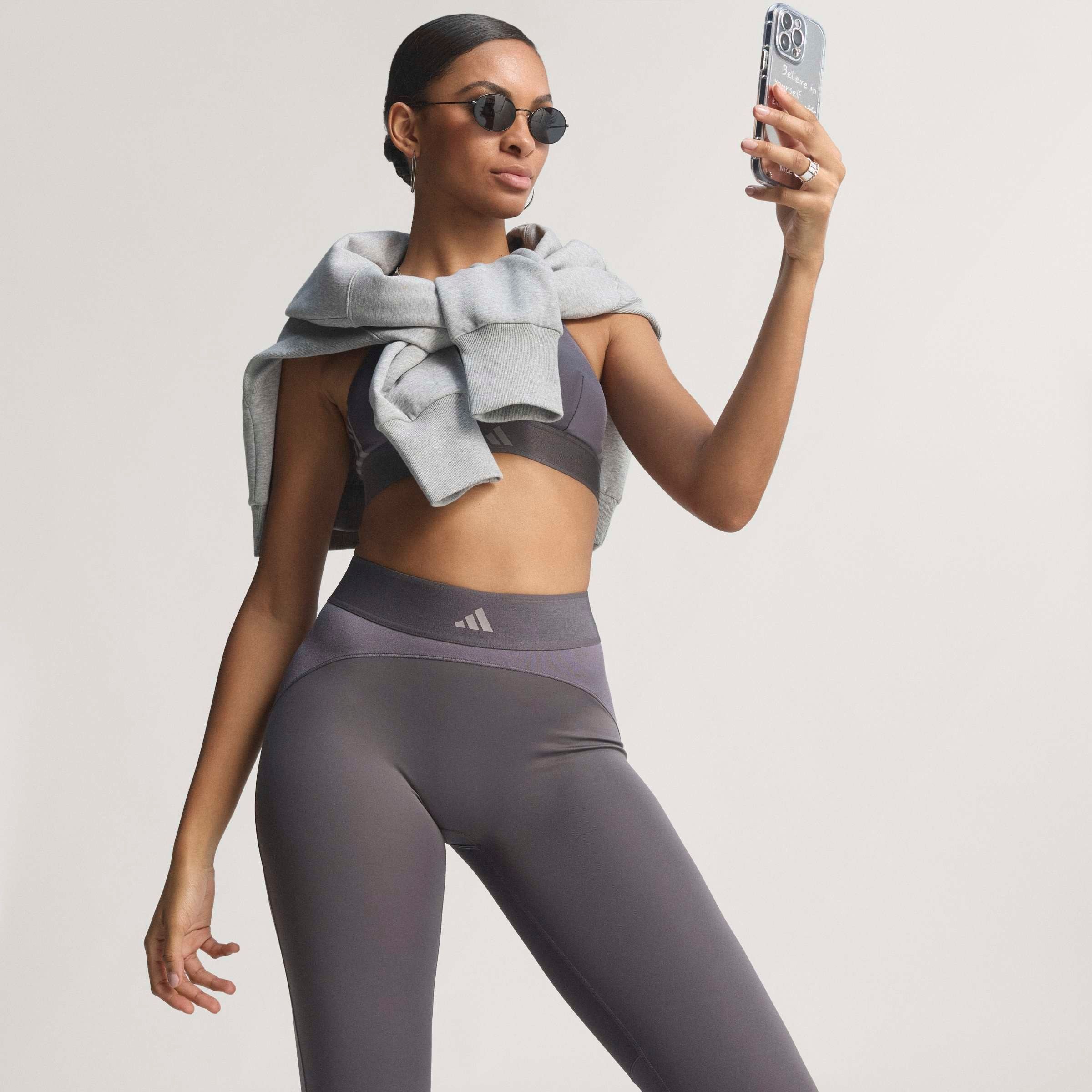 adidas Performance Trainingstights »HYG SHN 1/1 L«  sportlicher Mix aus glänzendem und mattem Material, mit Jacquard-Bund