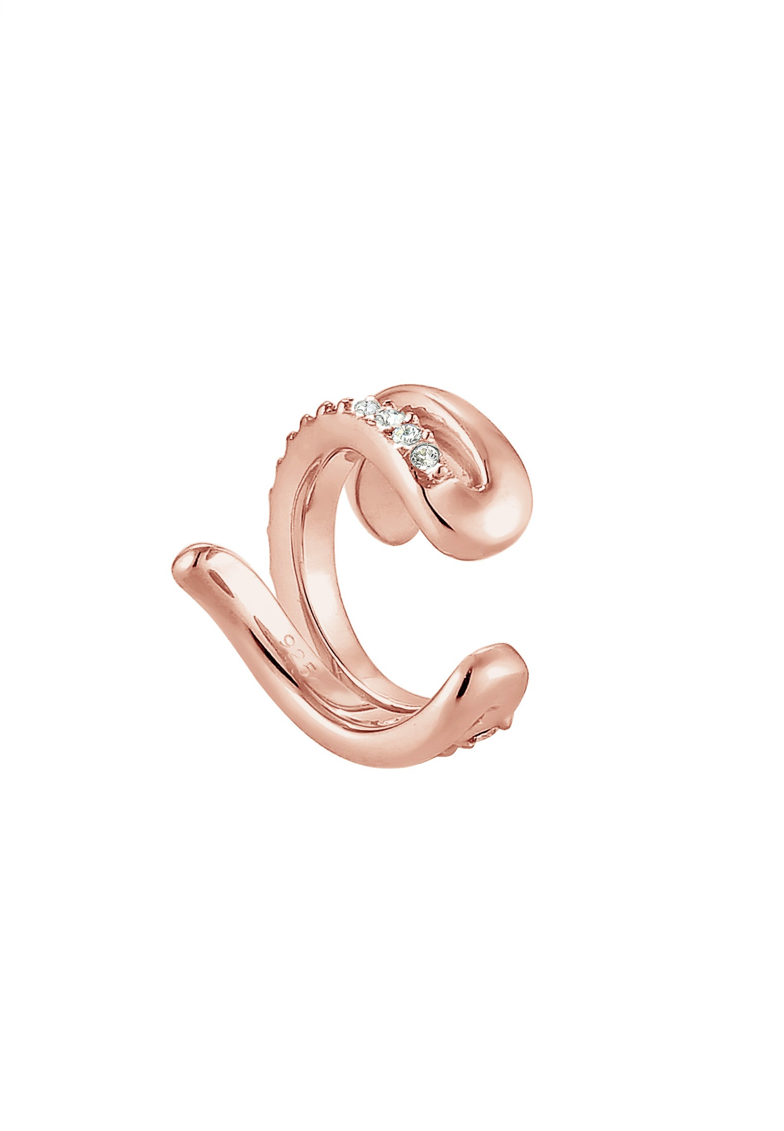 Elli Ohrklemme »Ohrringe Single Earcuff Twisted Kristalle Weiß 925 Sterling Silber«